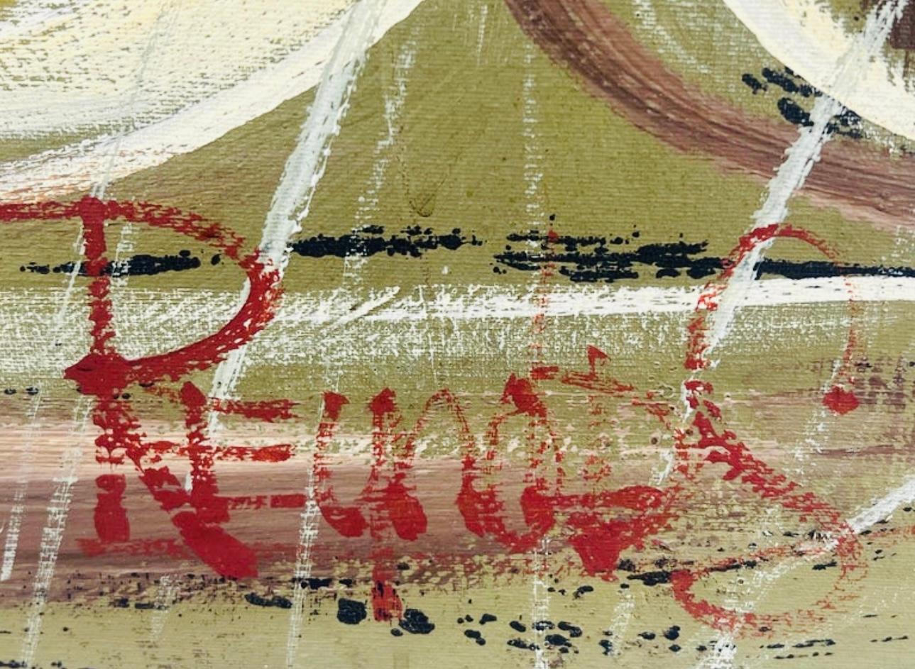 XL 60s Mid Century Lee Reynolds Magic Mushroom Forest Retro Painting Framed im Angebot 1