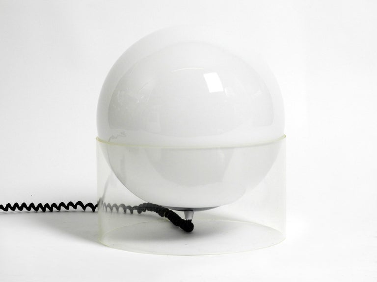 XL 60s Space Age Table or Floor Lamp Made of Plexiglas and Glass Globe Shade For Sale 12