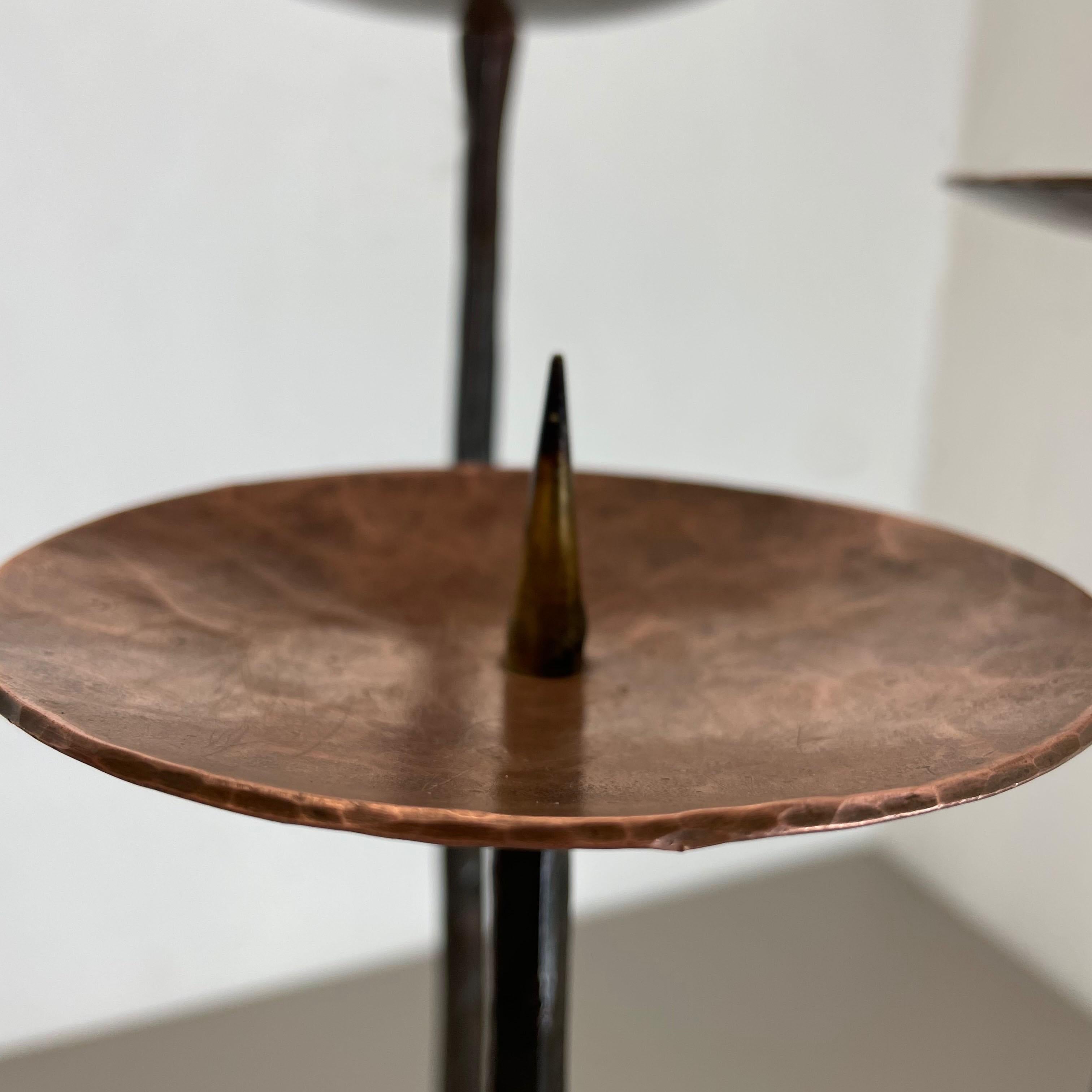 XL Modernist Sculptural Brutalist Copper floor Candleholder, Austria, 1950s 5