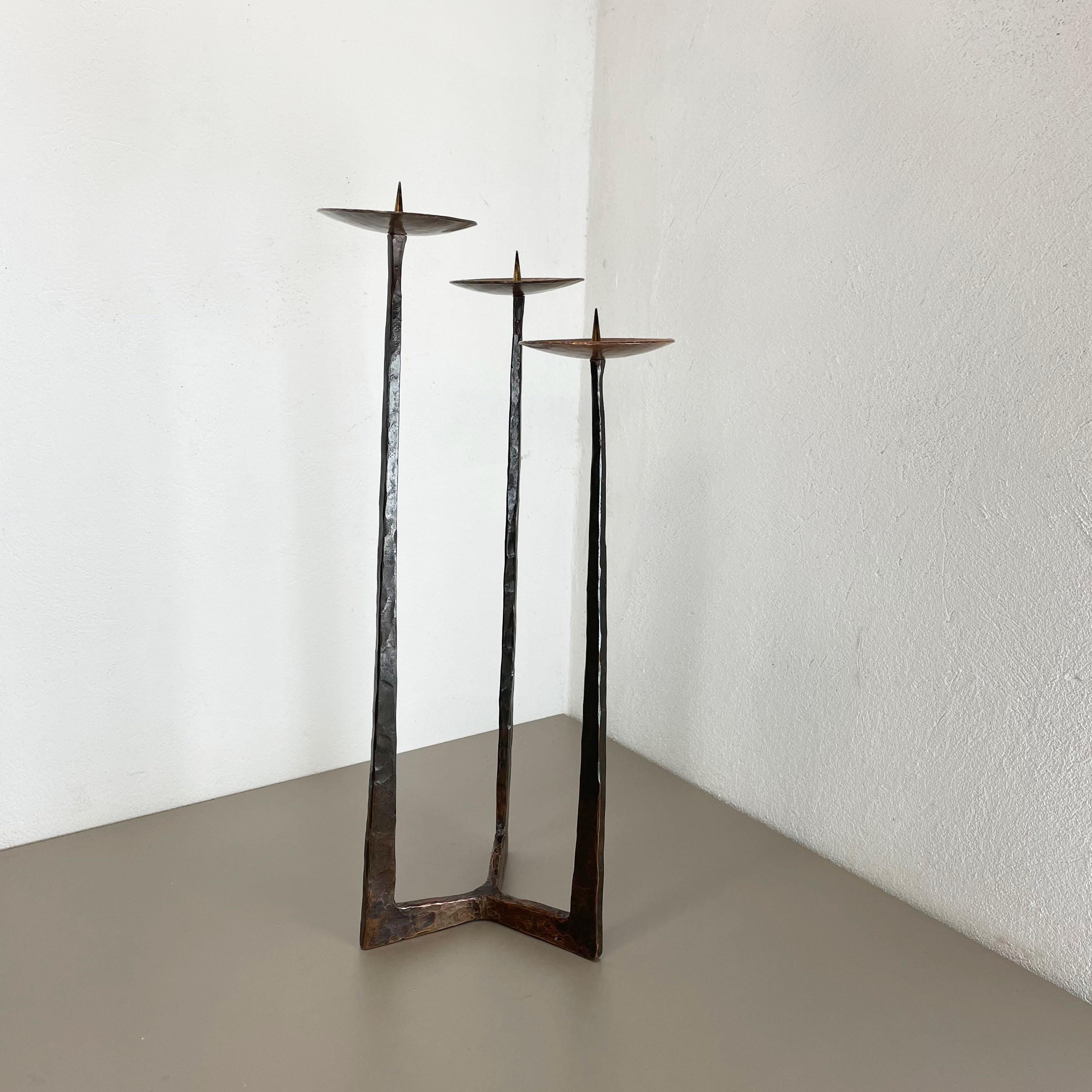 Scandinavian Modern XL Modernist Sculptural Brutalist Copper floor Candleholder, Austria, 1950s