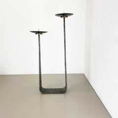 XL Modernist Sculptural Brutalist Copper floor Candleholder, Germany, 1970s