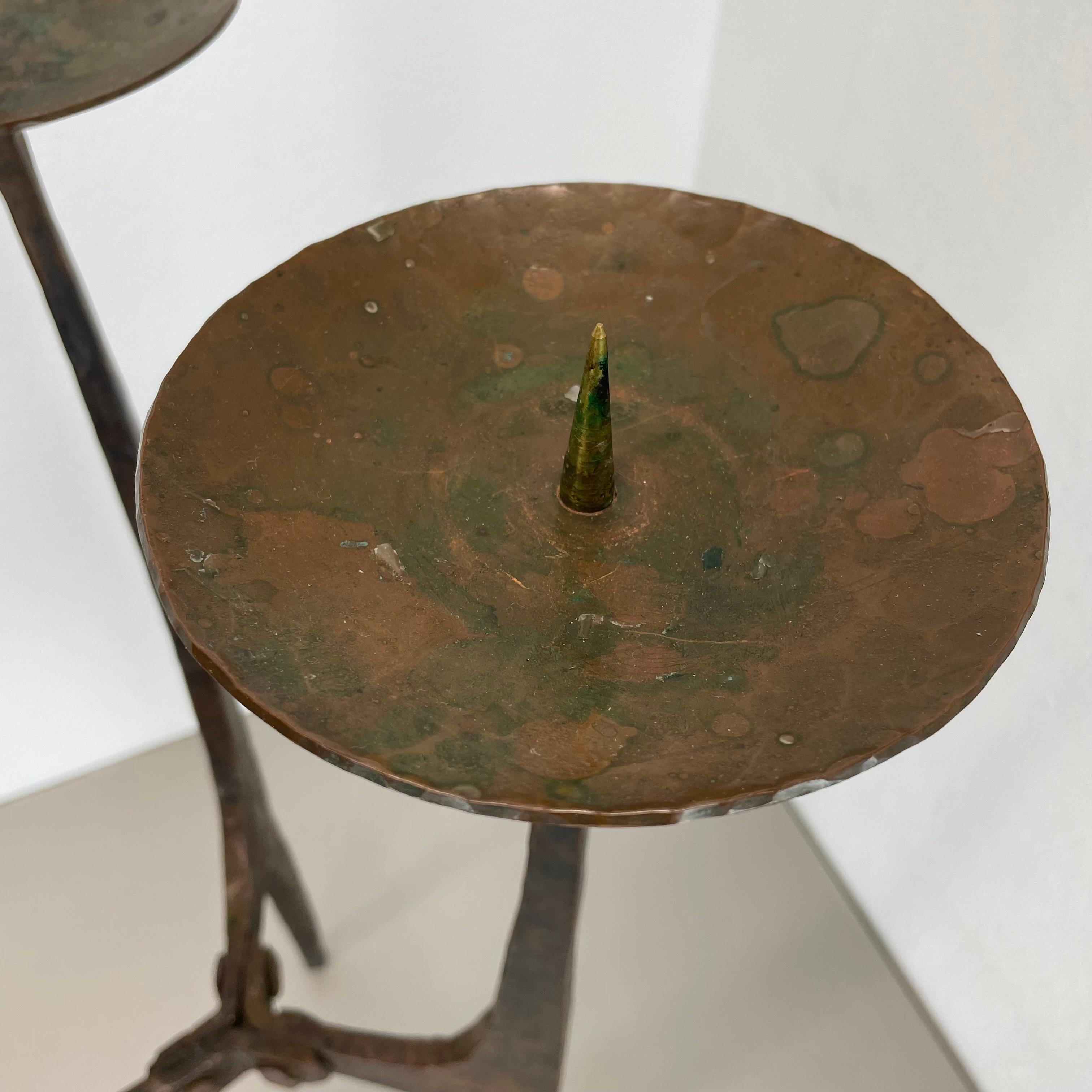Cuivre XL 70cm Bougeoir TRIPOD en cuivre Brutalist Sculptural Moderniste, Autriche 1950s en vente