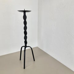 XL 75cm Portacandele scultoreo modernista brutalista da terra in metallo, Germania, anni '70