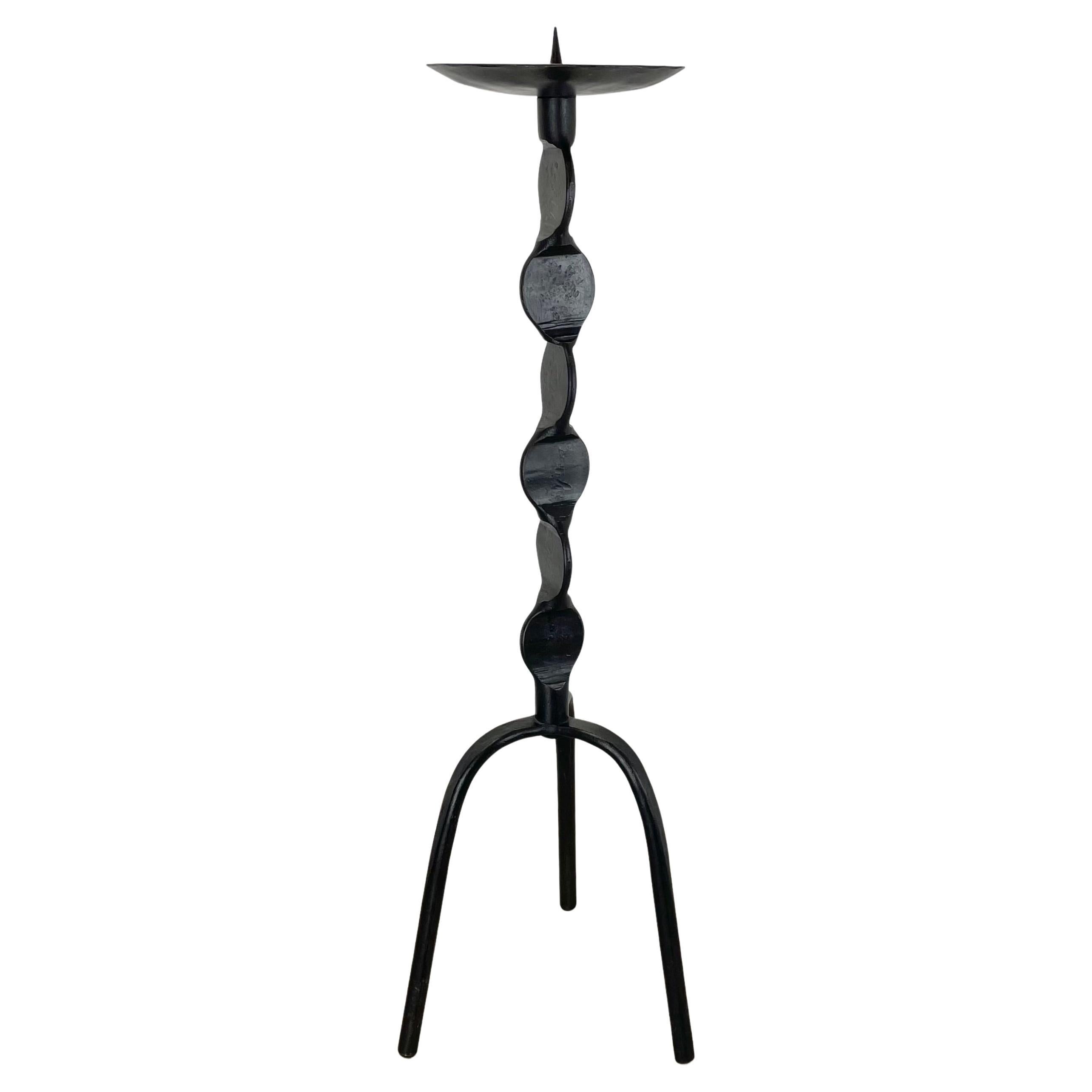 XL 75cm Modernist Sculptural Brutalist Metal Floor Candleholder, Germany, 1970s