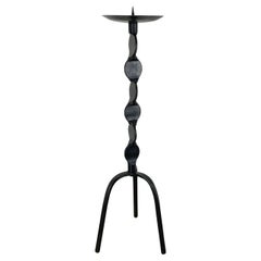 XL 75cm Modernist Sculptural Brutalist Metal Floor Candleholder, Germany, 1970s