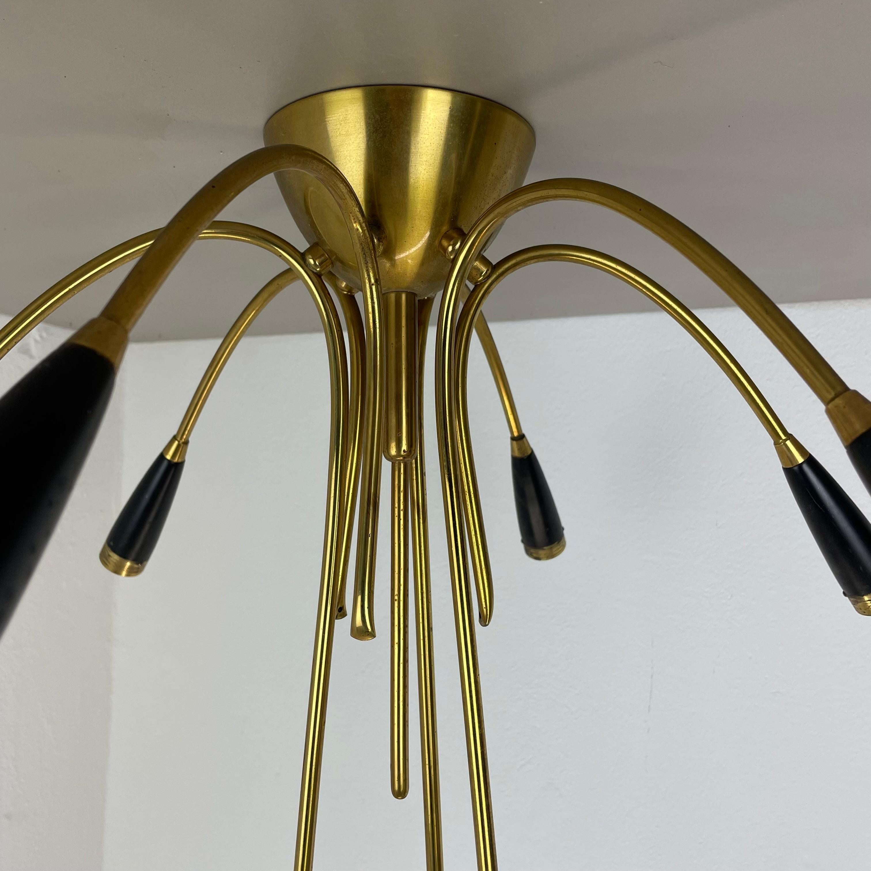 xl 9 arm Brass Stilnovo Gino Sarfatti Style Ceiling Light Flushmount Italy 1950 For Sale 6