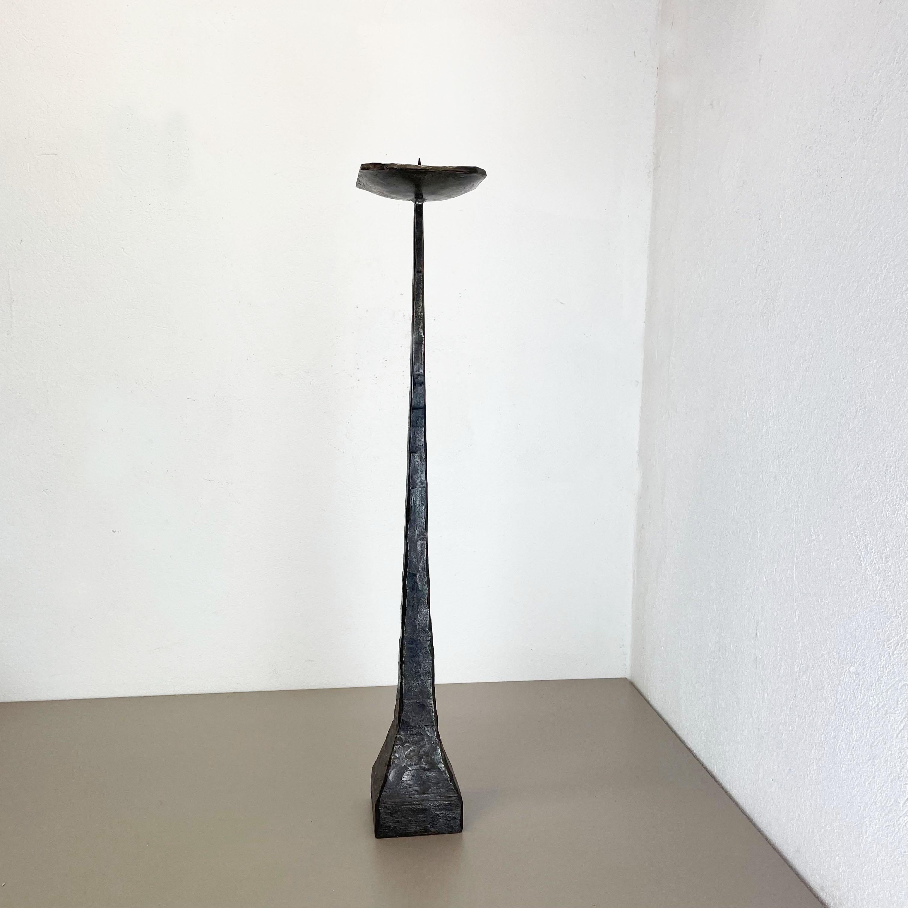 Scandinavian Modern Xl 9, 9kg Modernist Sculptural Brutalist Metal Floor Candleholder, Germany, 1970s