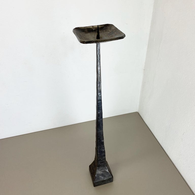 20th Century Xl 9,9kg Modernist Sculptural Brutalist Metal Floor Candleholder, Germany, 1970s For Sale