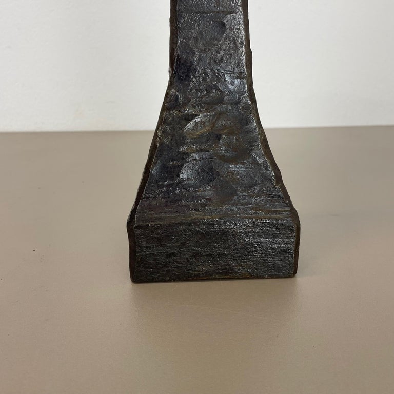 Copper Xl 9,9kg Modernist Sculptural Brutalist Metal Floor Candleholder, Germany, 1970s For Sale