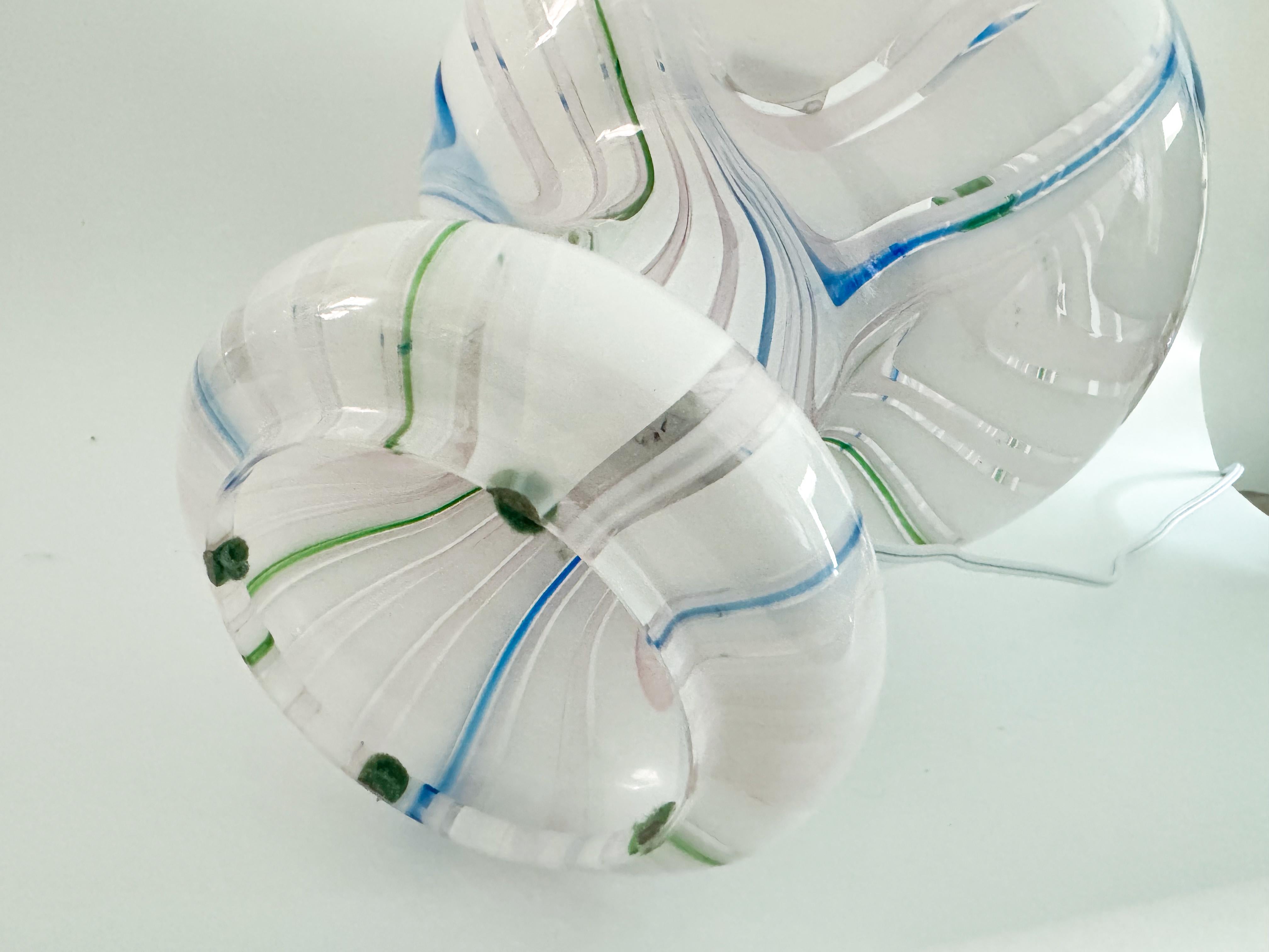 XL Abstract Mushroom Murano Swirl Glass Lamp 1970 Green, Blue, white and Pink 3
