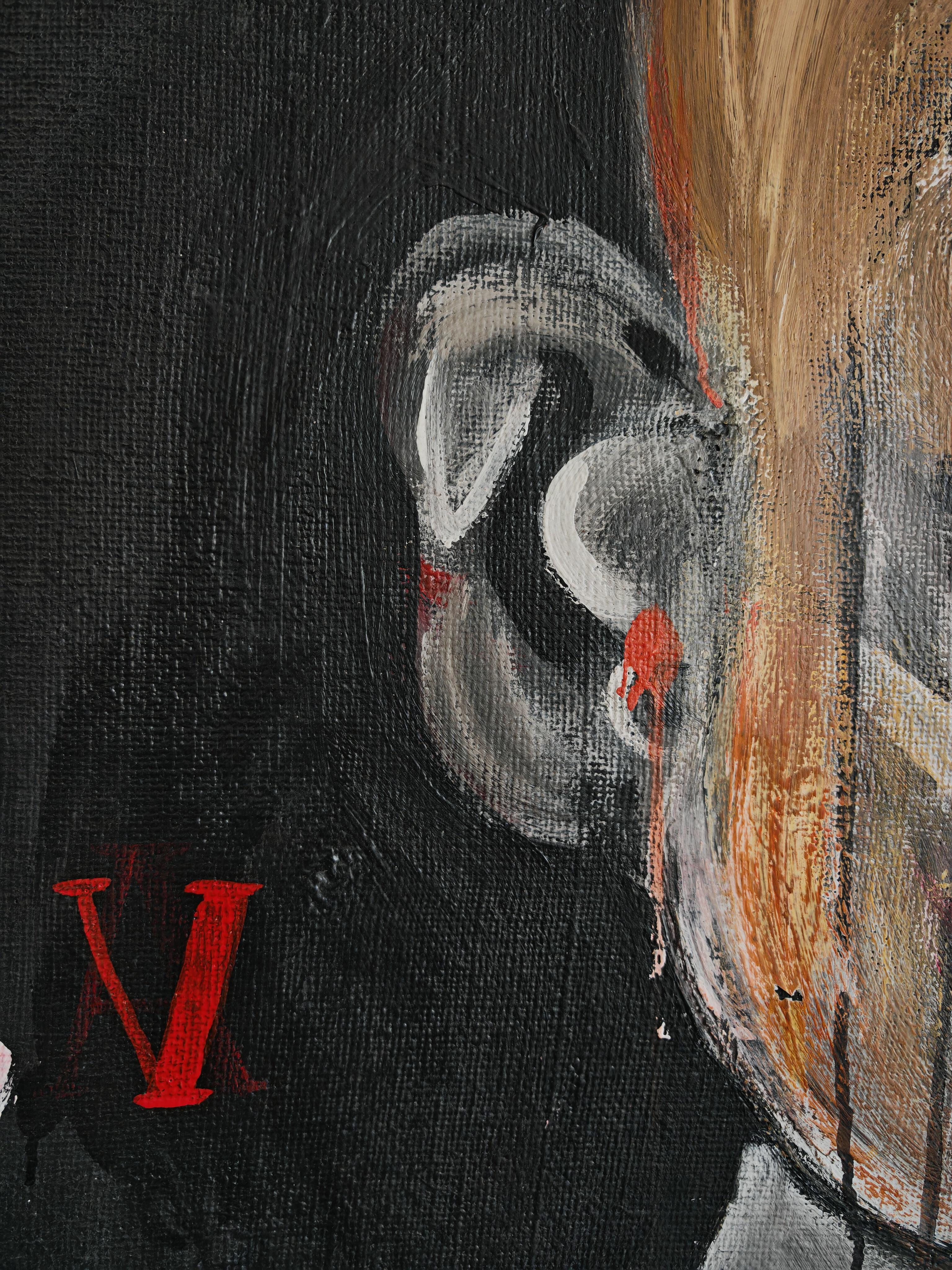 XL Abstract oil painting, in style of Francis Bacon and Vladimir Velickovic For Sale 3
