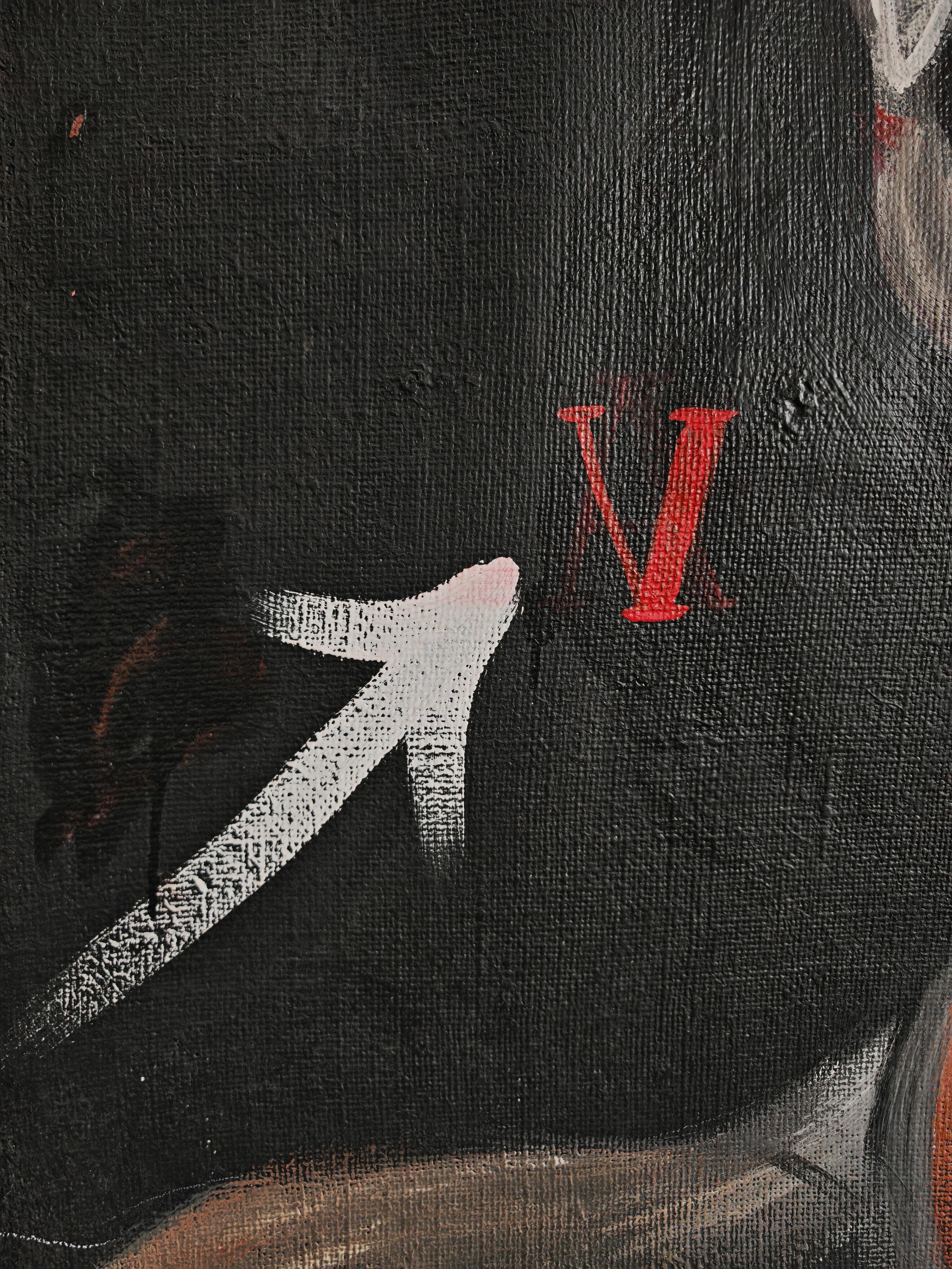 Post-Modern XL Abstract oil painting, in style of Francis Bacon and Vladimir Velickovic For Sale