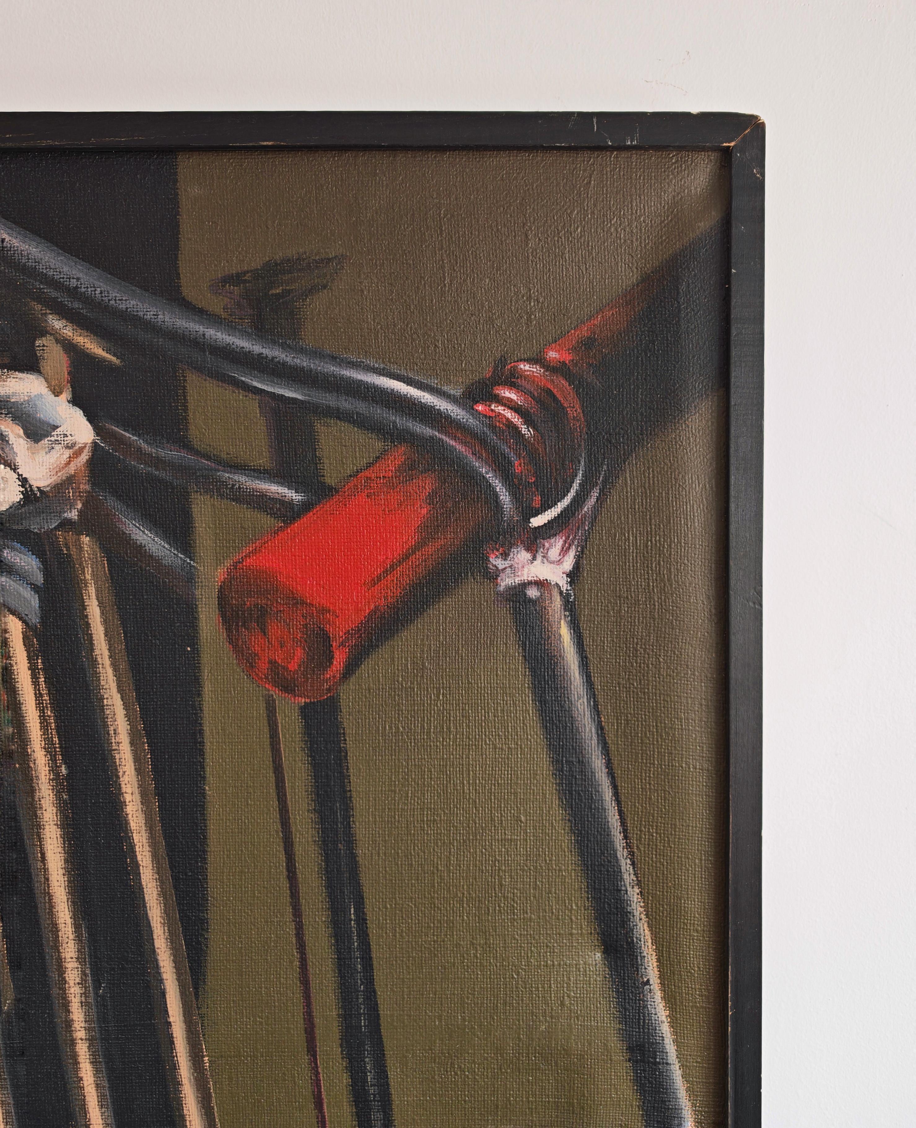 Post-Modern XL Abstract oil painting, in style of Francis Bacon and Vladimir Velickovic For Sale