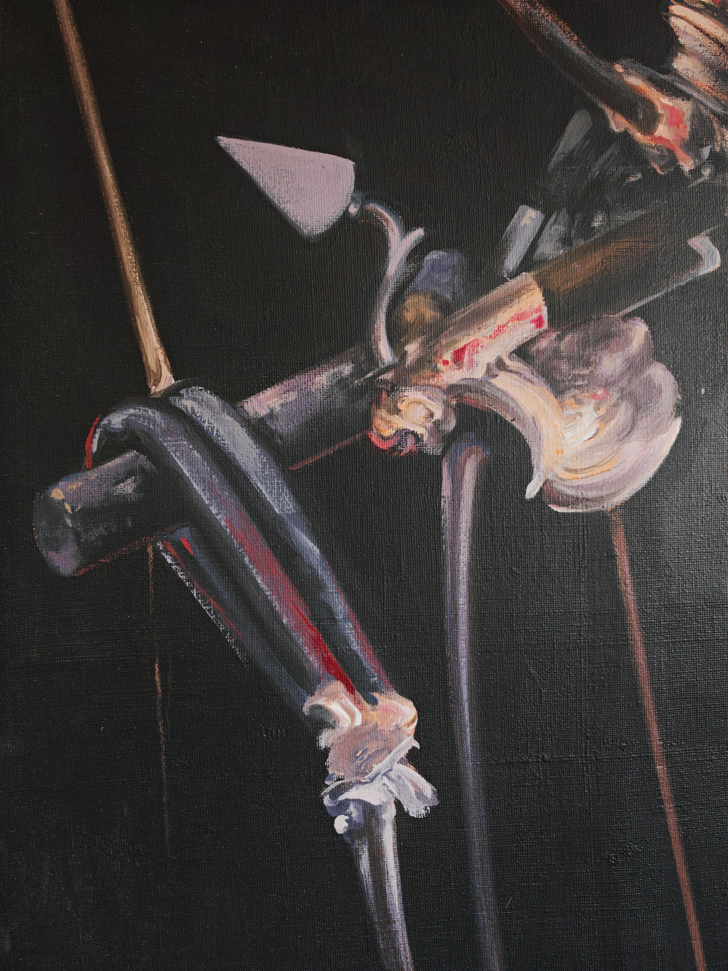 Serbian XL Abstract oil painting, in style of Francis Bacon and Vladimir Velickovic For Sale