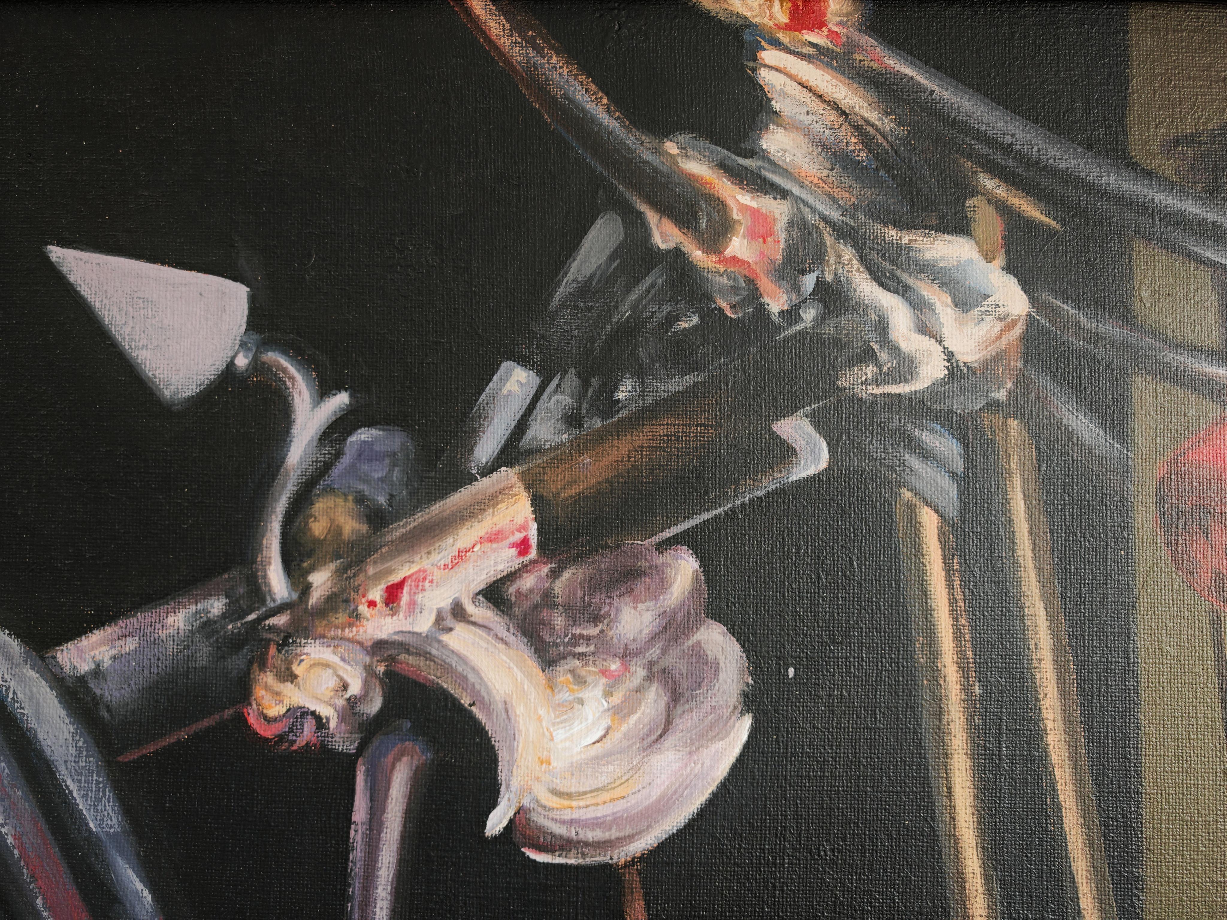 XL Abstract oil painting, in style of Francis Bacon and Vladimir Velickovic In Good Condition For Sale In Beograd, RS