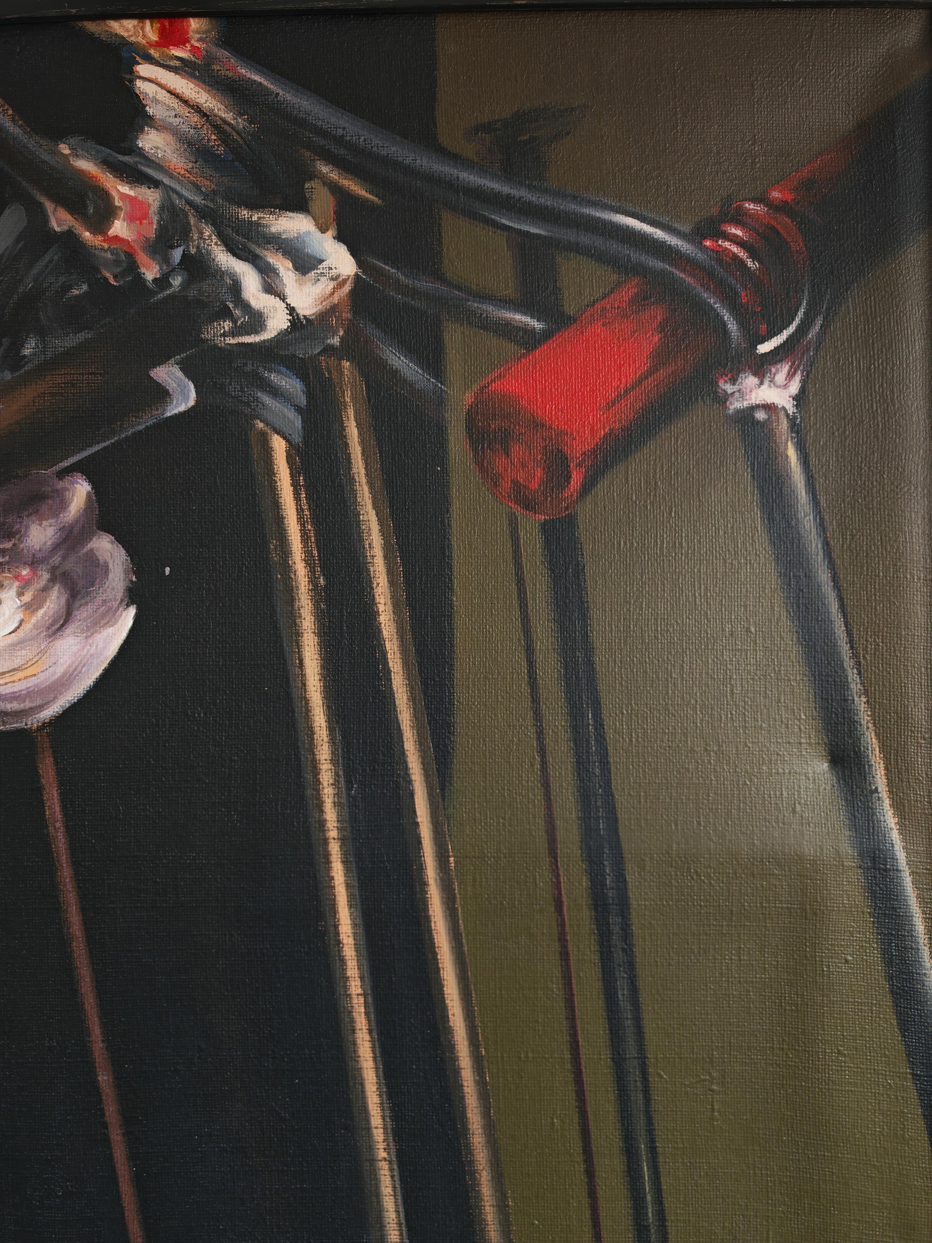 Late 20th Century XL Abstract oil painting, in style of Francis Bacon and Vladimir Velickovic For Sale