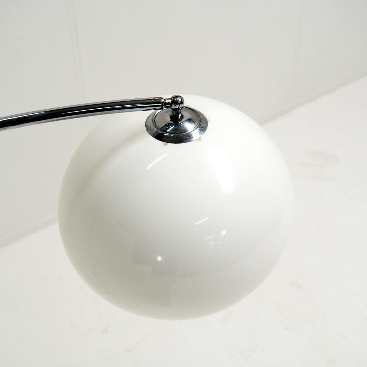 Italian XL Adjustable Arc Lamp with a White Acrylic Shade