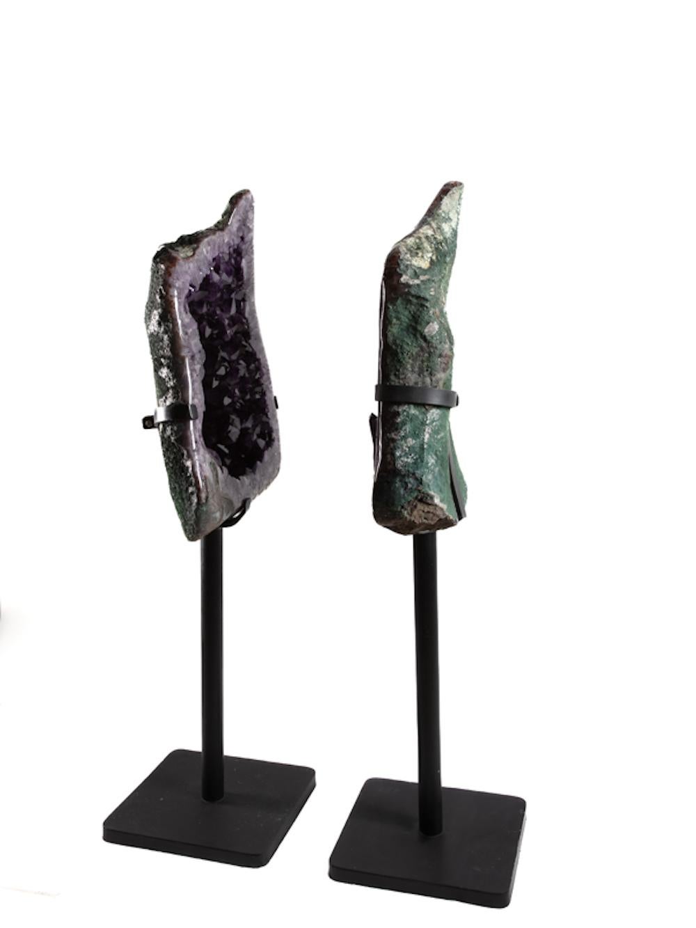XL Amethyst Pair on Metal Base For Sale 5