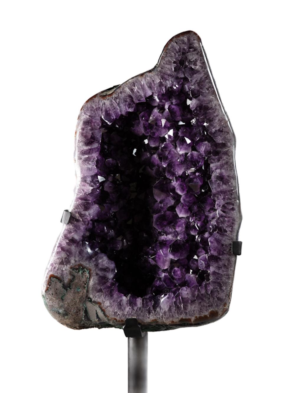 18th Century and Earlier XL Amethyst Pair on Metal Base For Sale