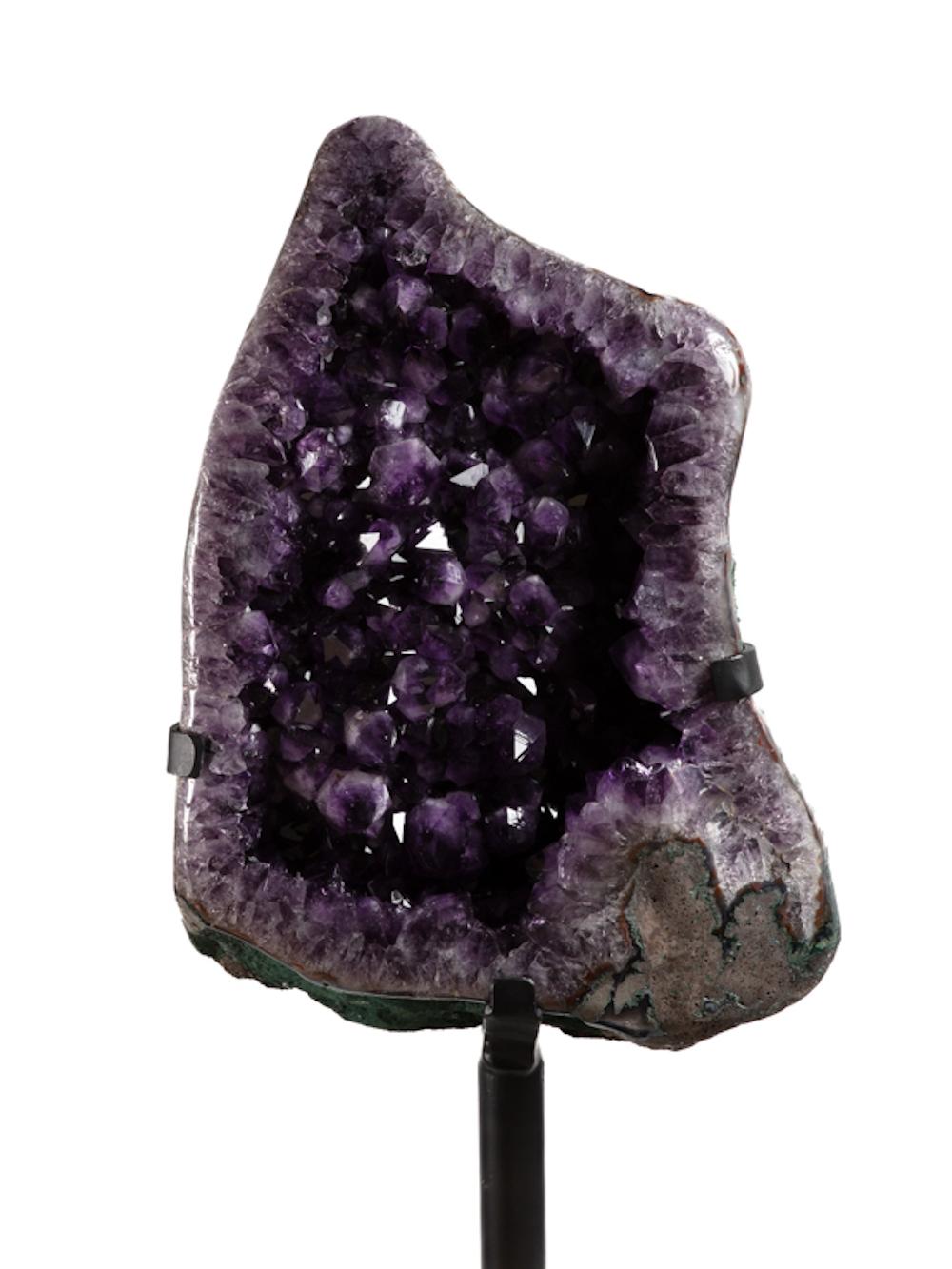 XL Amethyst Pair on Metal Base For Sale 1
