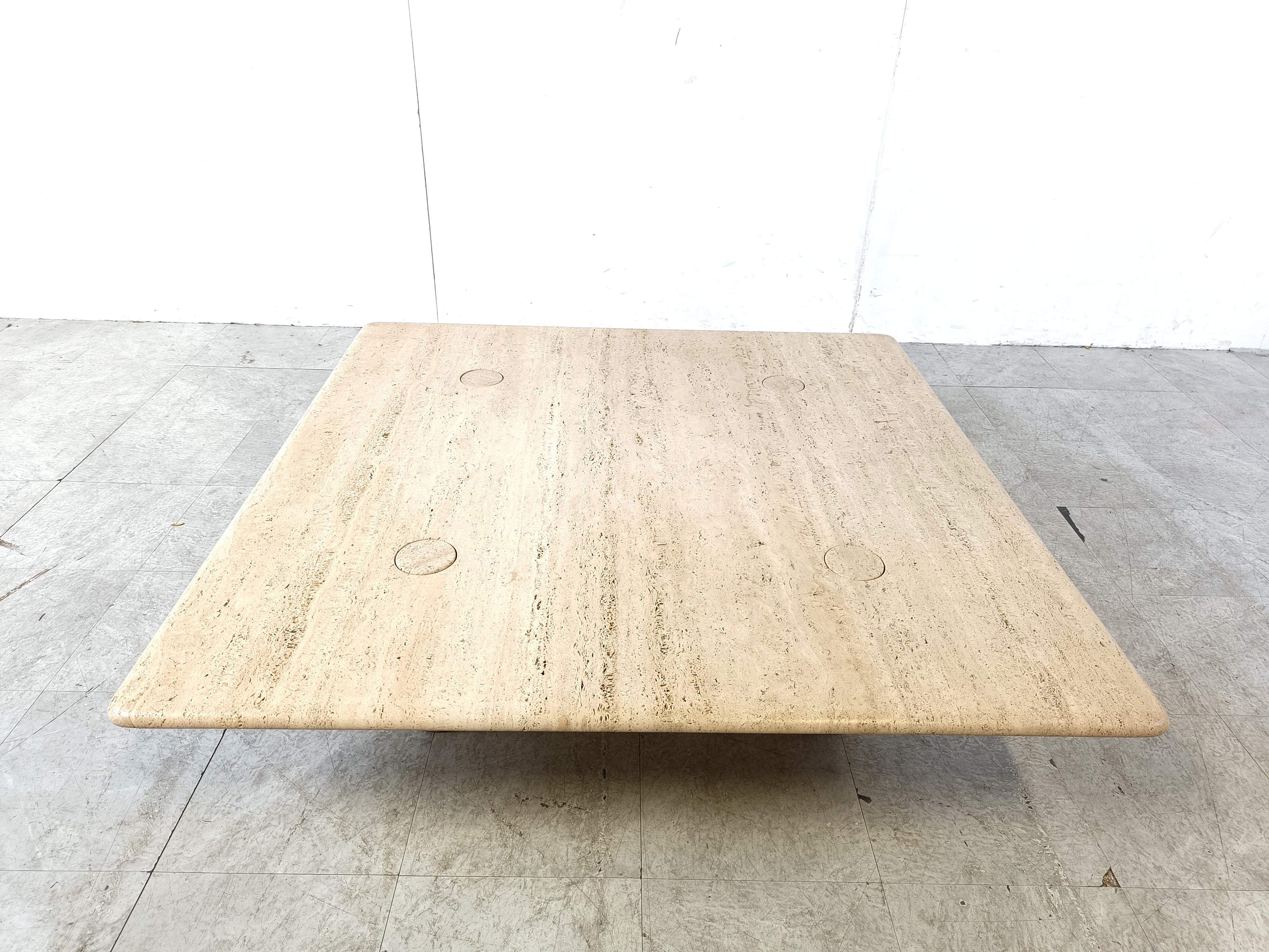 Mid-Century Modern XL Angelo Mangiarotti Travertine Coffee Table for Up&Up, Italy For Sale