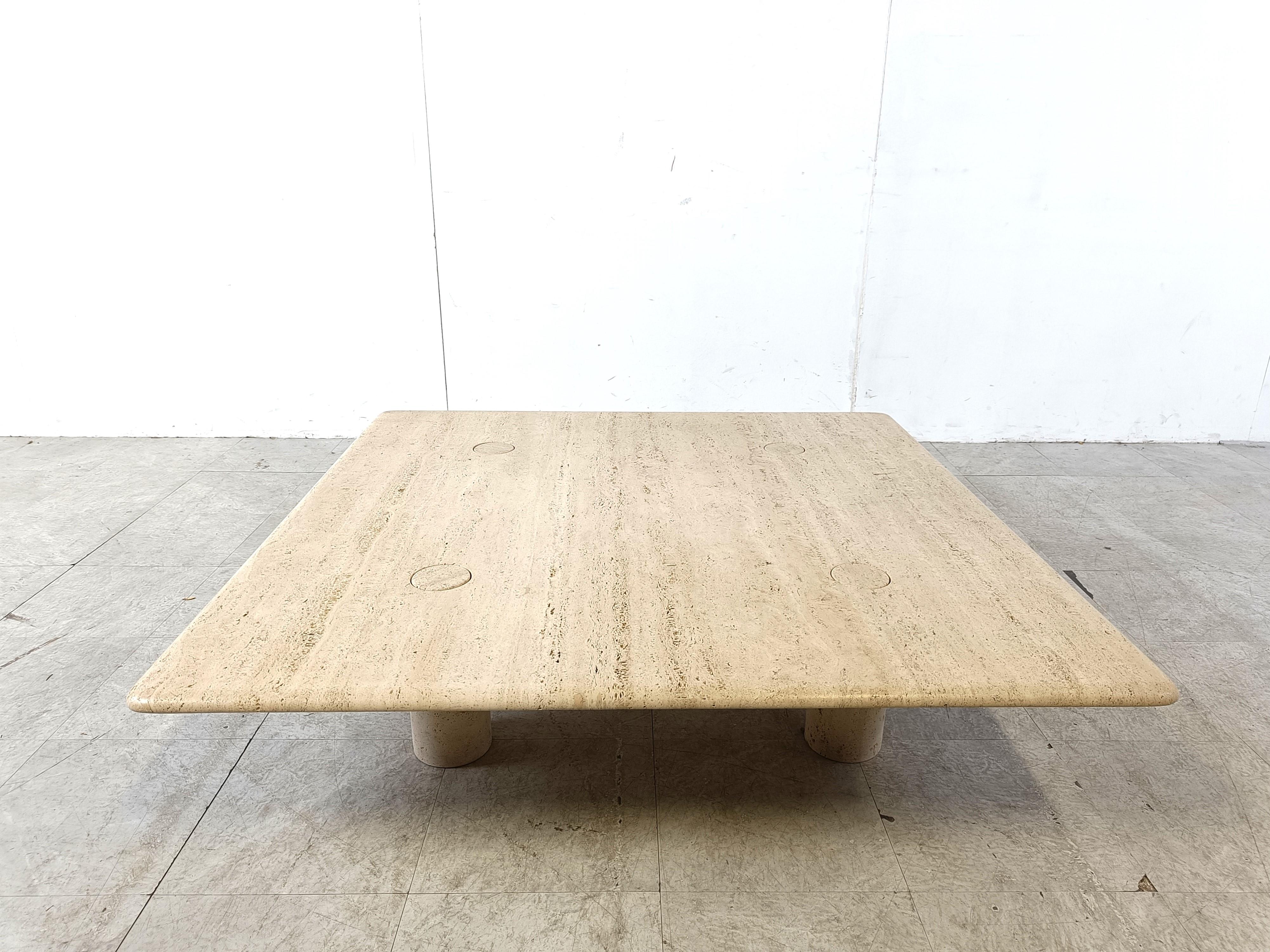 Italian XL Angelo Mangiarotti Travertine Coffee Table for Up&Up, Italy For Sale