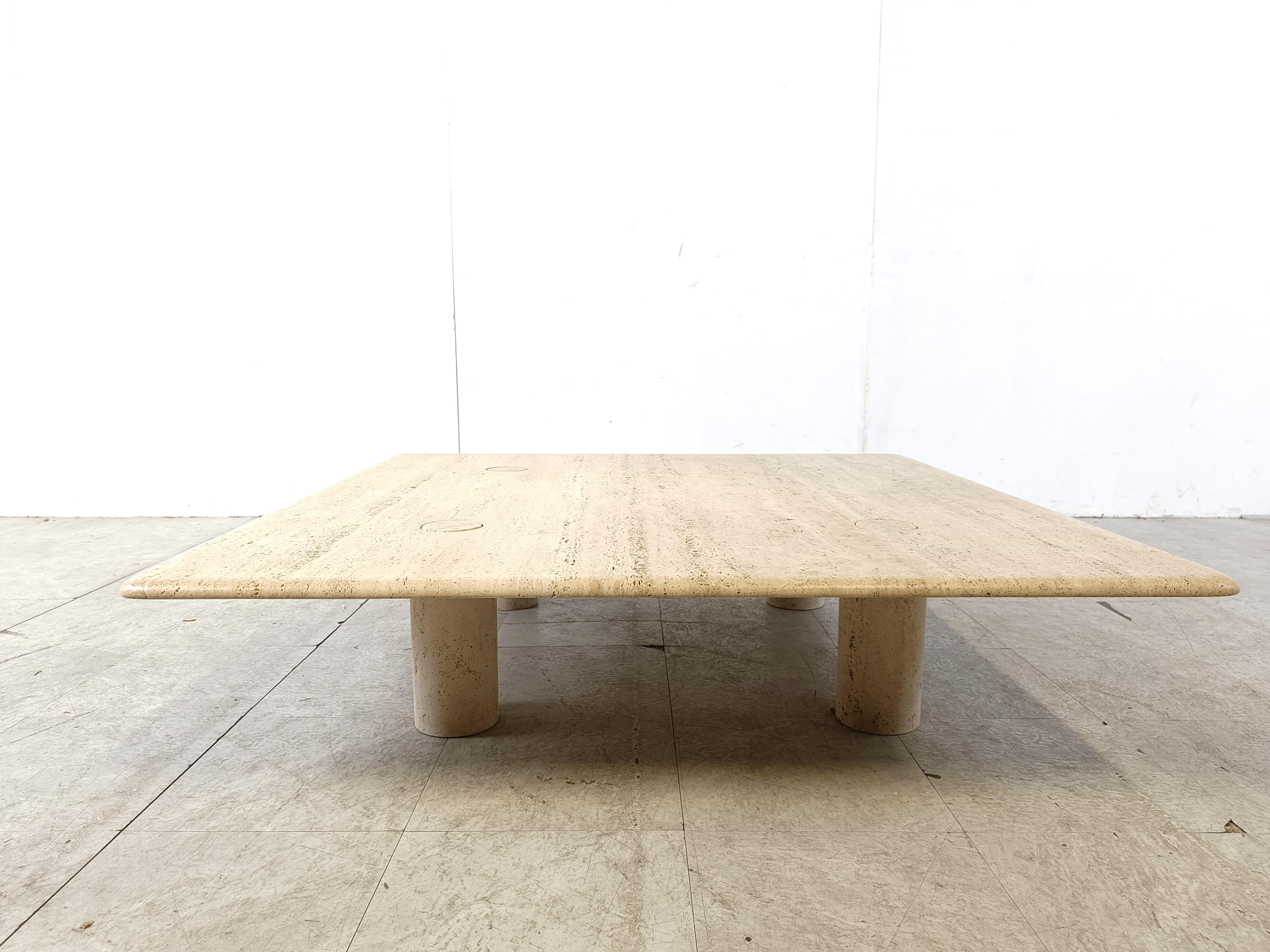 XL Angelo Mangiarotti Travertine Coffee Table for Up&Up, Italy In Good Condition For Sale In HEVERLEE, BE