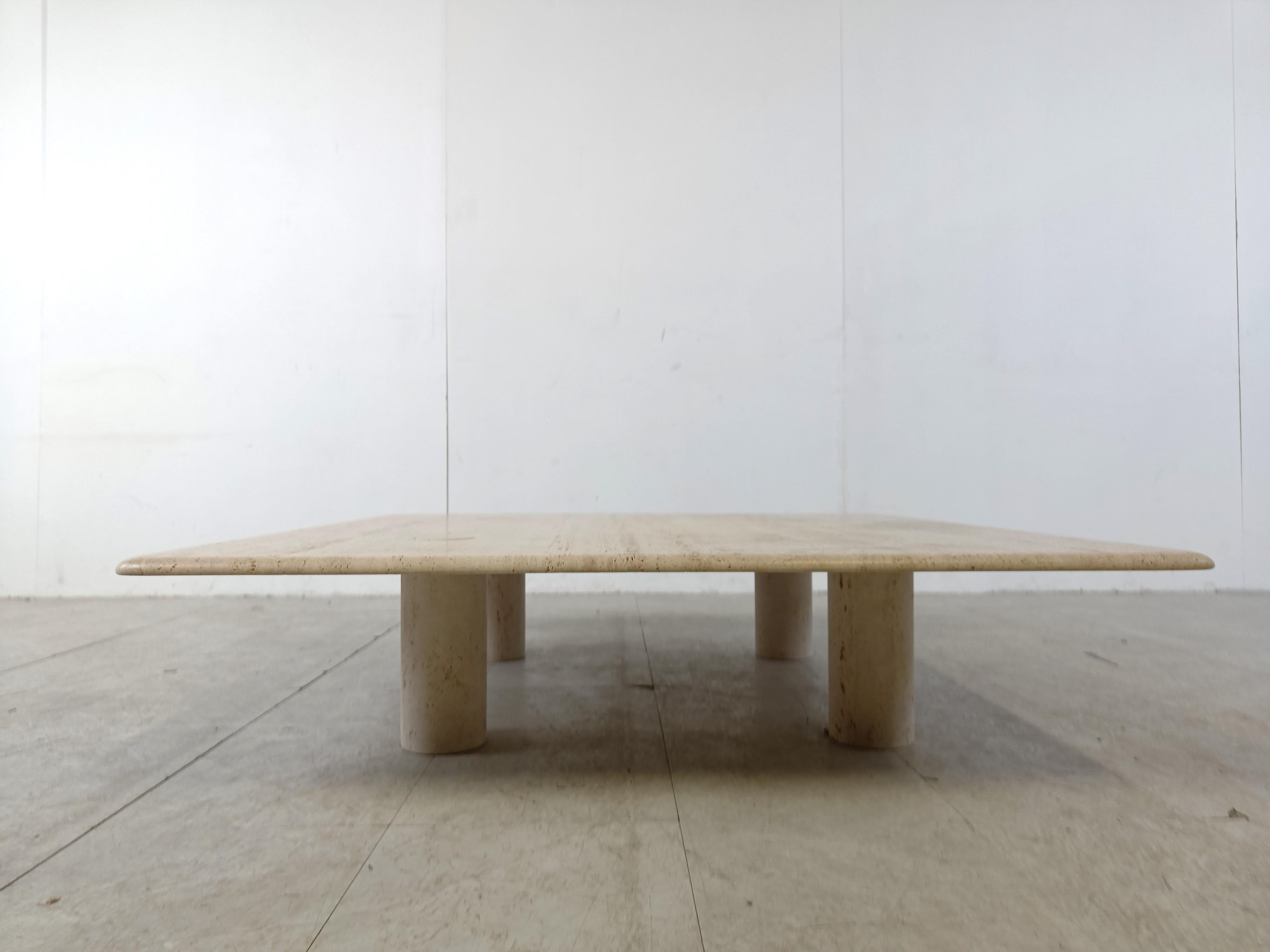 Late 20th Century XL Angelo Mangiarotti Travertine Coffee Table for Up&Up, Italy