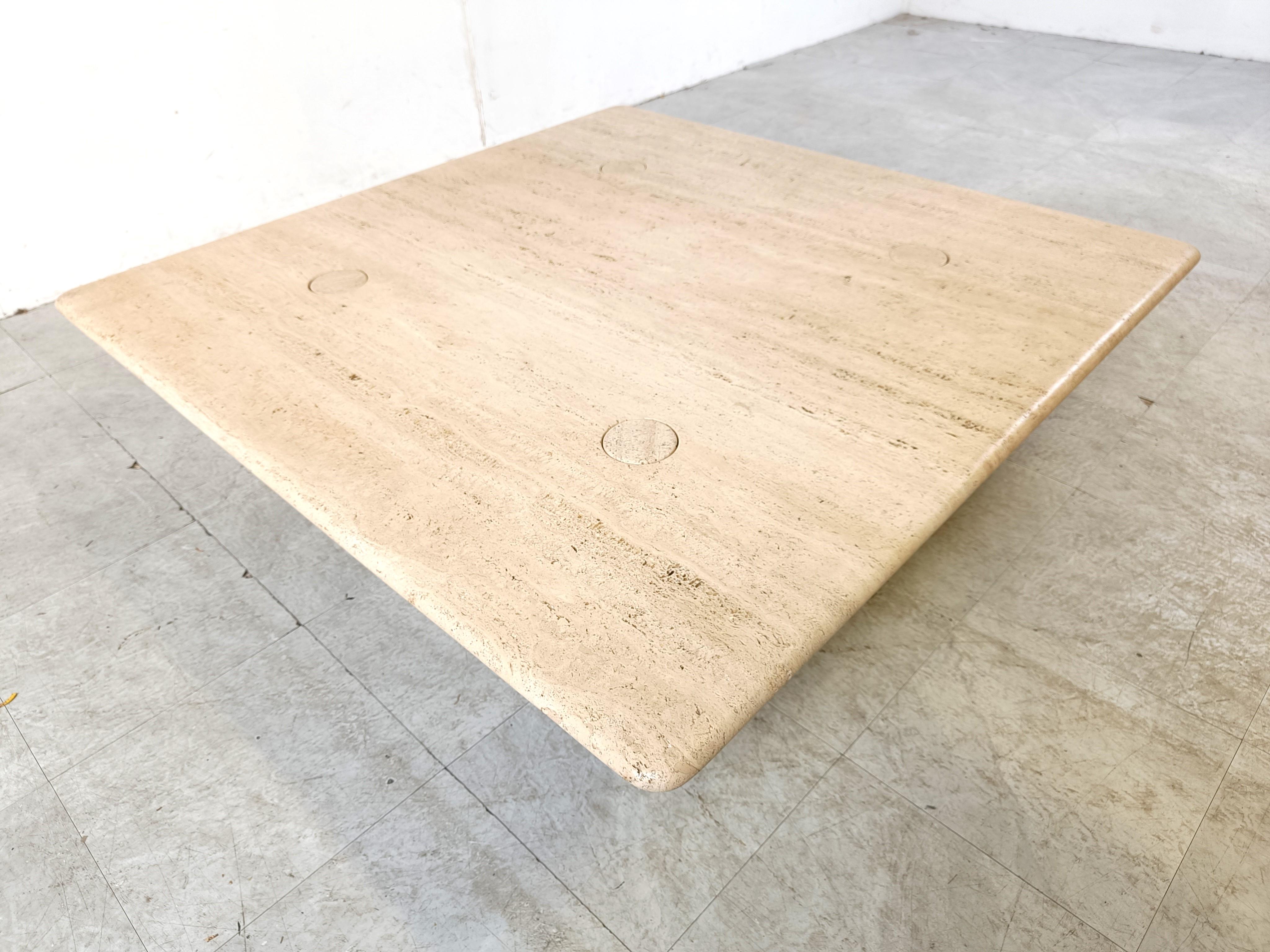 XL Angelo Mangiarotti Travertine Coffee Table for Up&Up, Italy For Sale 2