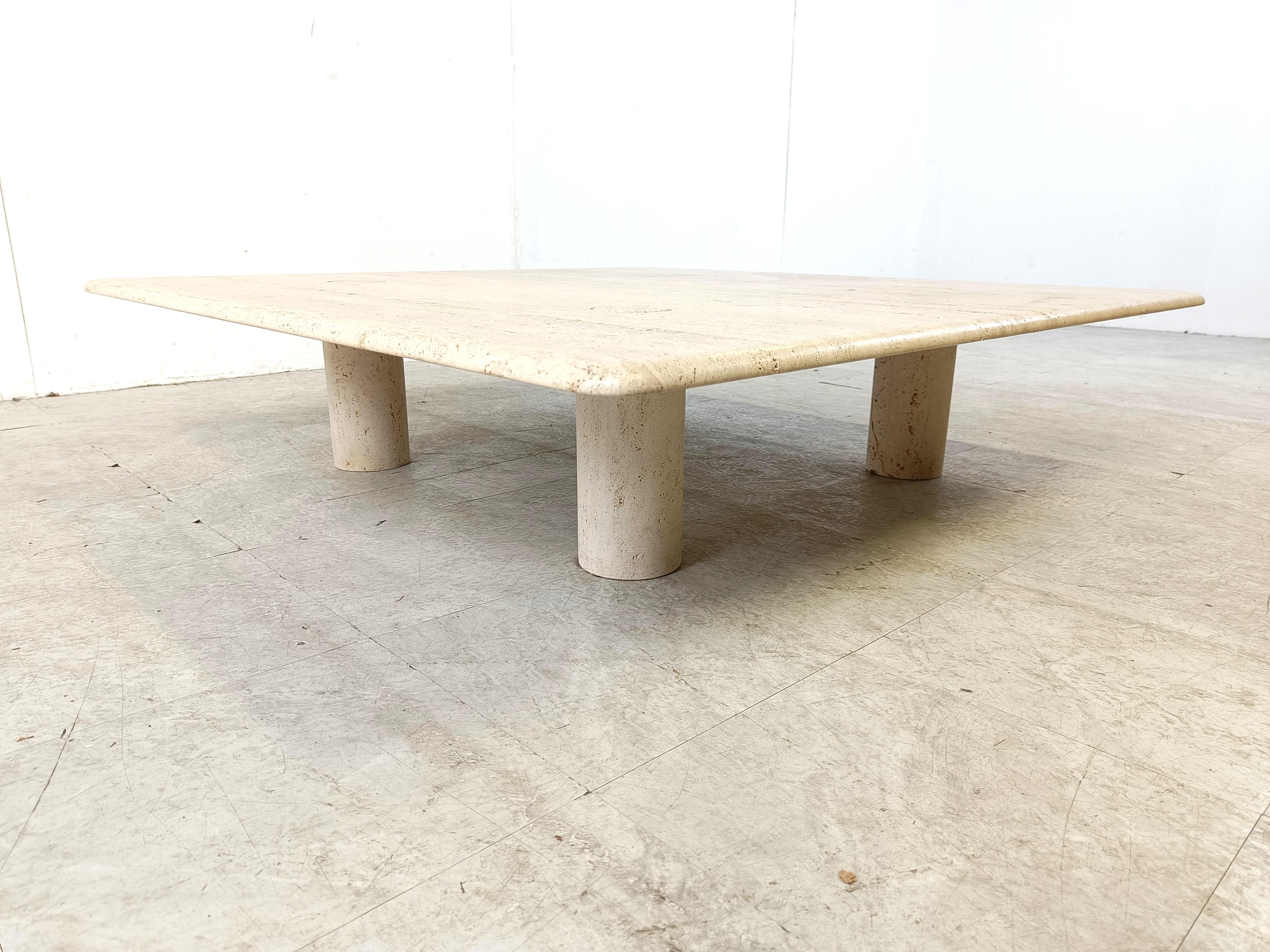 XL Angelo Mangiarotti Travertine Coffee Table for Up&Up, Italy 3
