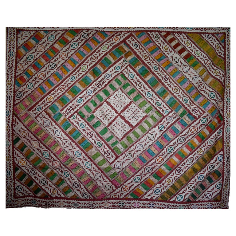 XL Applique Bed Cover Throw (5) For Sale at 1stDibs