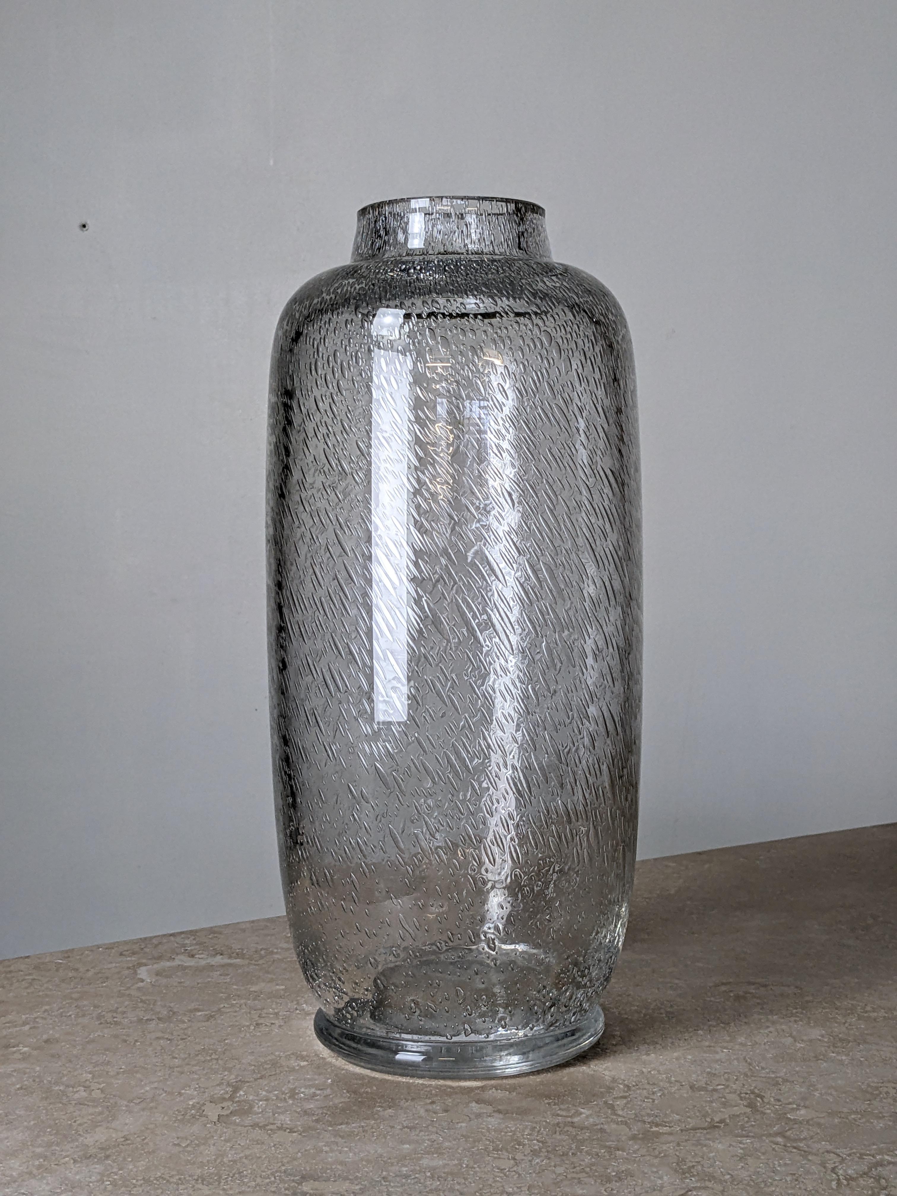 French XL Art Deco Blown Glass Vase by Daum Nancy France, Circa 1930 For Sale