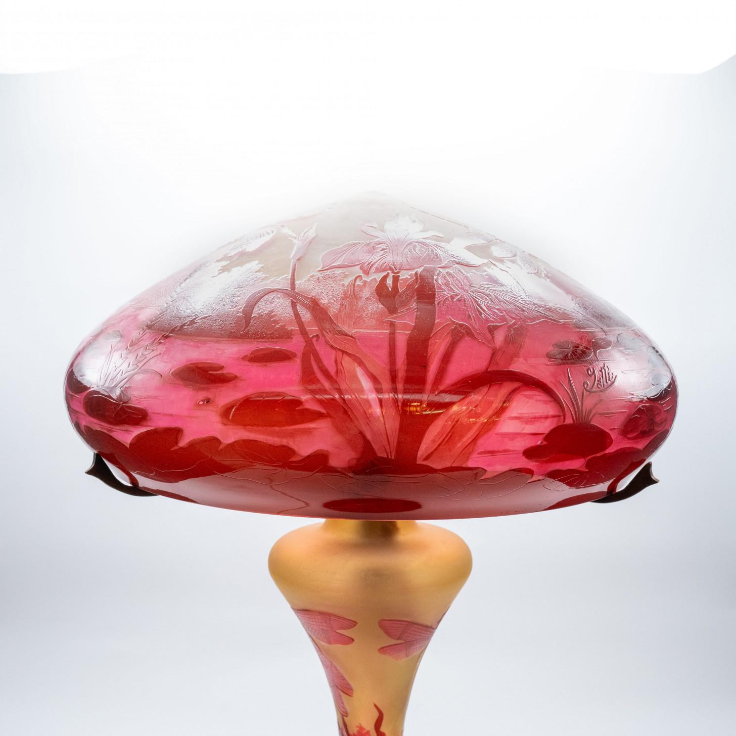 XL Art Nouveau Pâte De Verre, Seta Lámpara de Mesa Soplada a Mano, Francia en venta 4