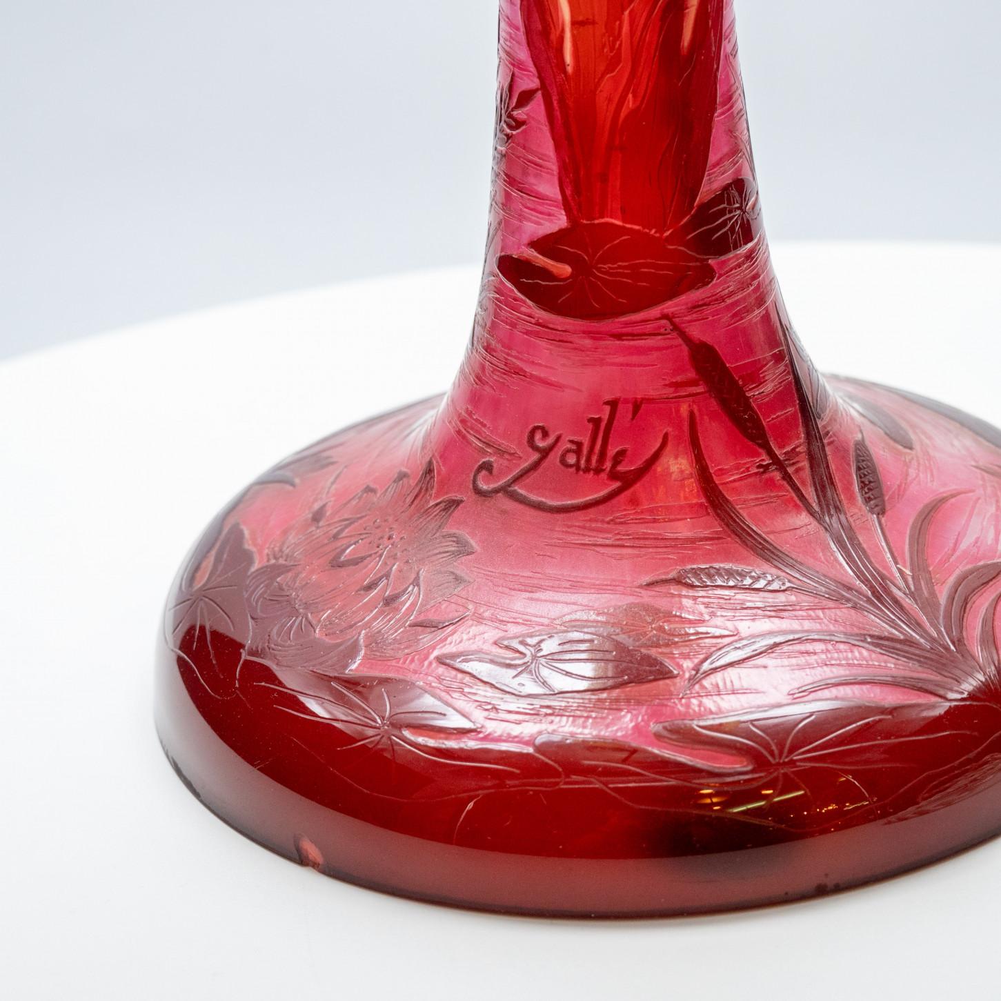 XL Art Nouveau Pâte De Verre, Seta Lámpara de Mesa Soplada a Mano, Francia en venta 5