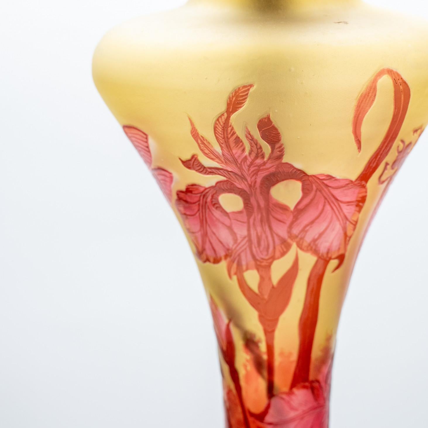 XL Art Nouveau Pâte De Verre, Seta Lámpara de Mesa Soplada a Mano, Francia Francés en venta