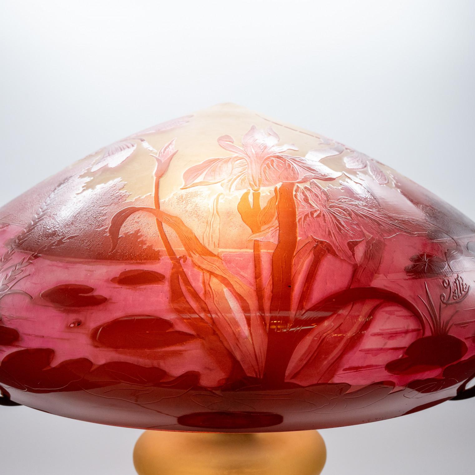 XL Art Nouveau Pâte De Verre, Seta Lámpara de Mesa Soplada a Mano, Francia Vidrio en venta