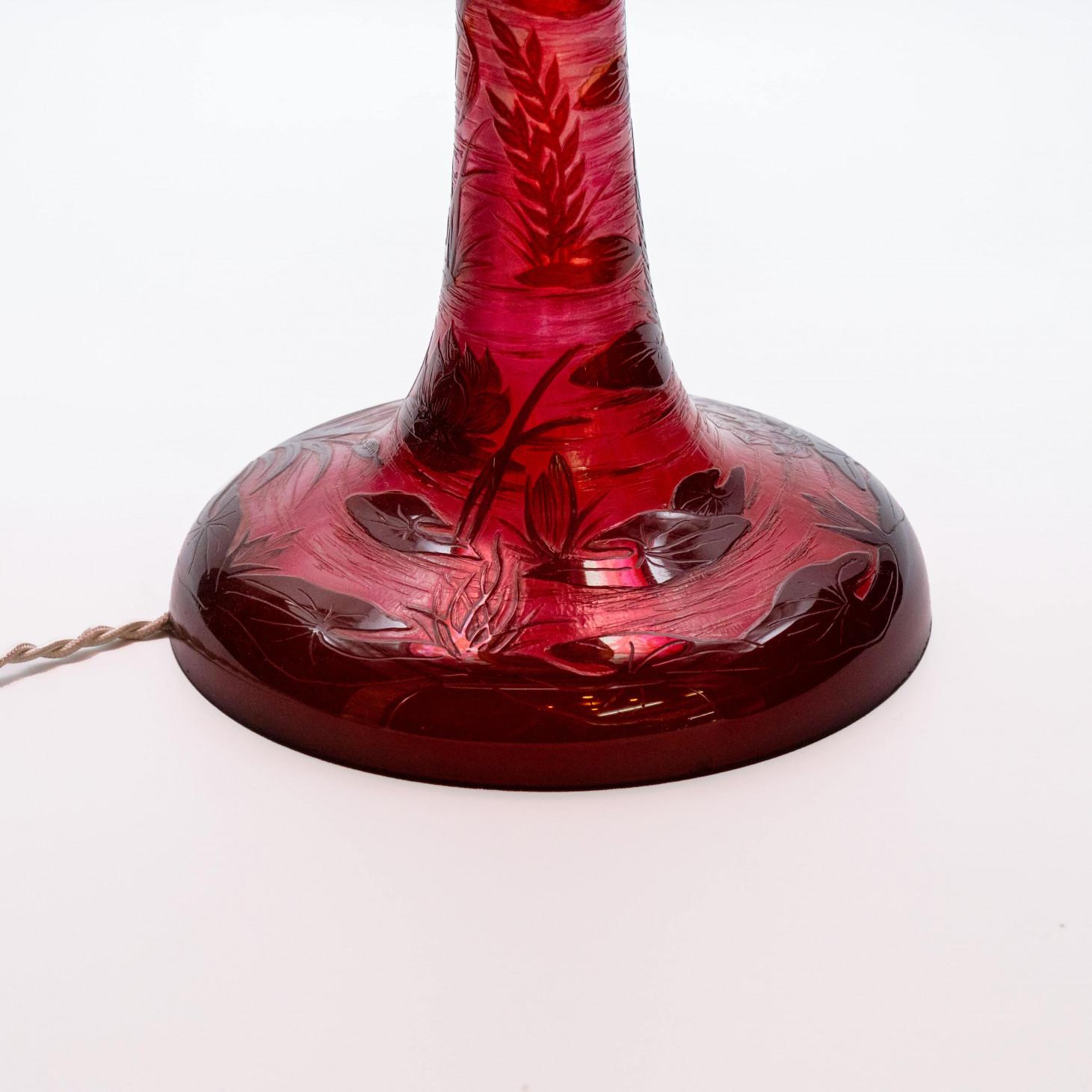 XL Art Nouveau Pâte De Verre, Seta Lámpara de Mesa Soplada a Mano, Francia en venta 2