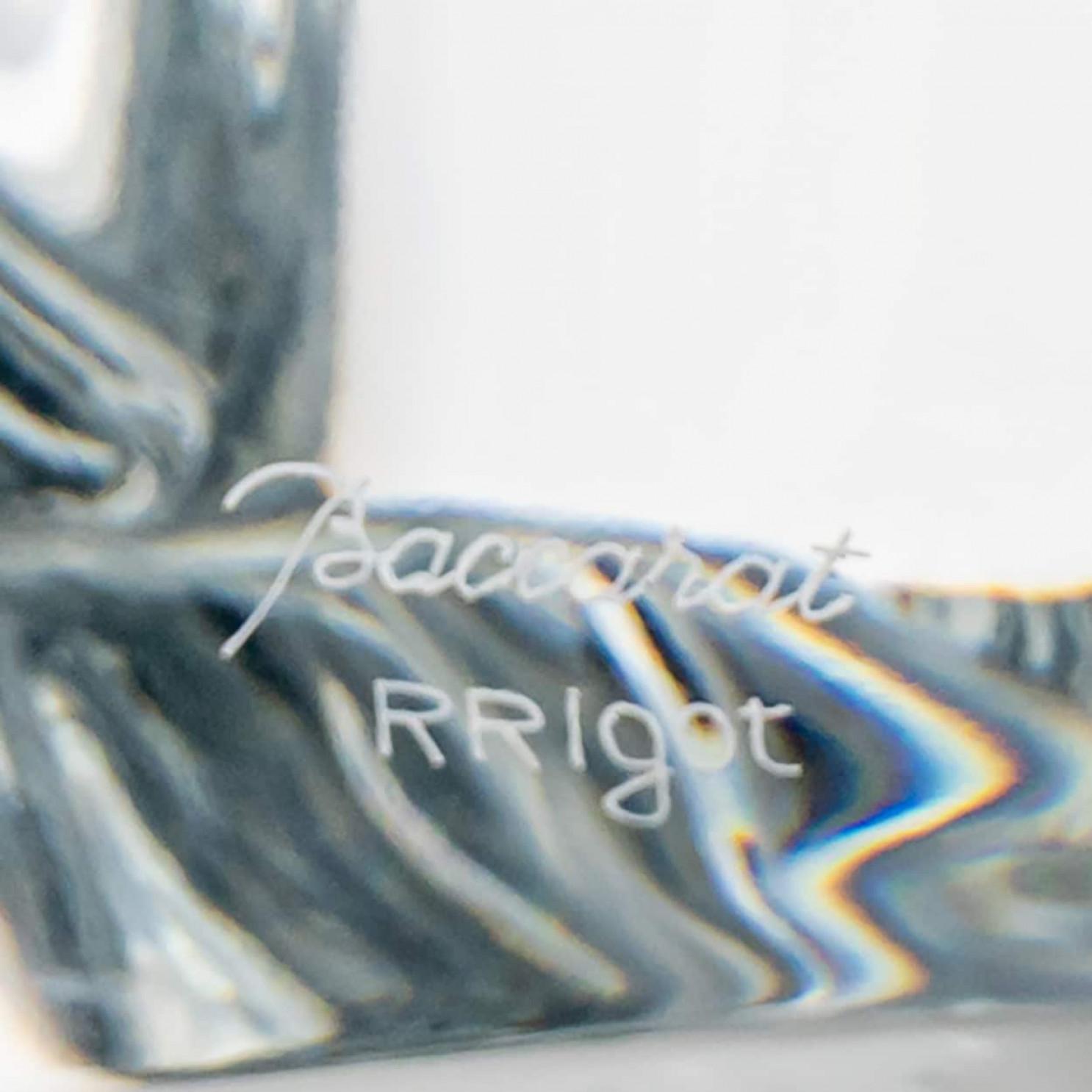 Francese Scultura di gatto in cristallo XL di Baccarat firmata Robert Rigot, Francia in vendita