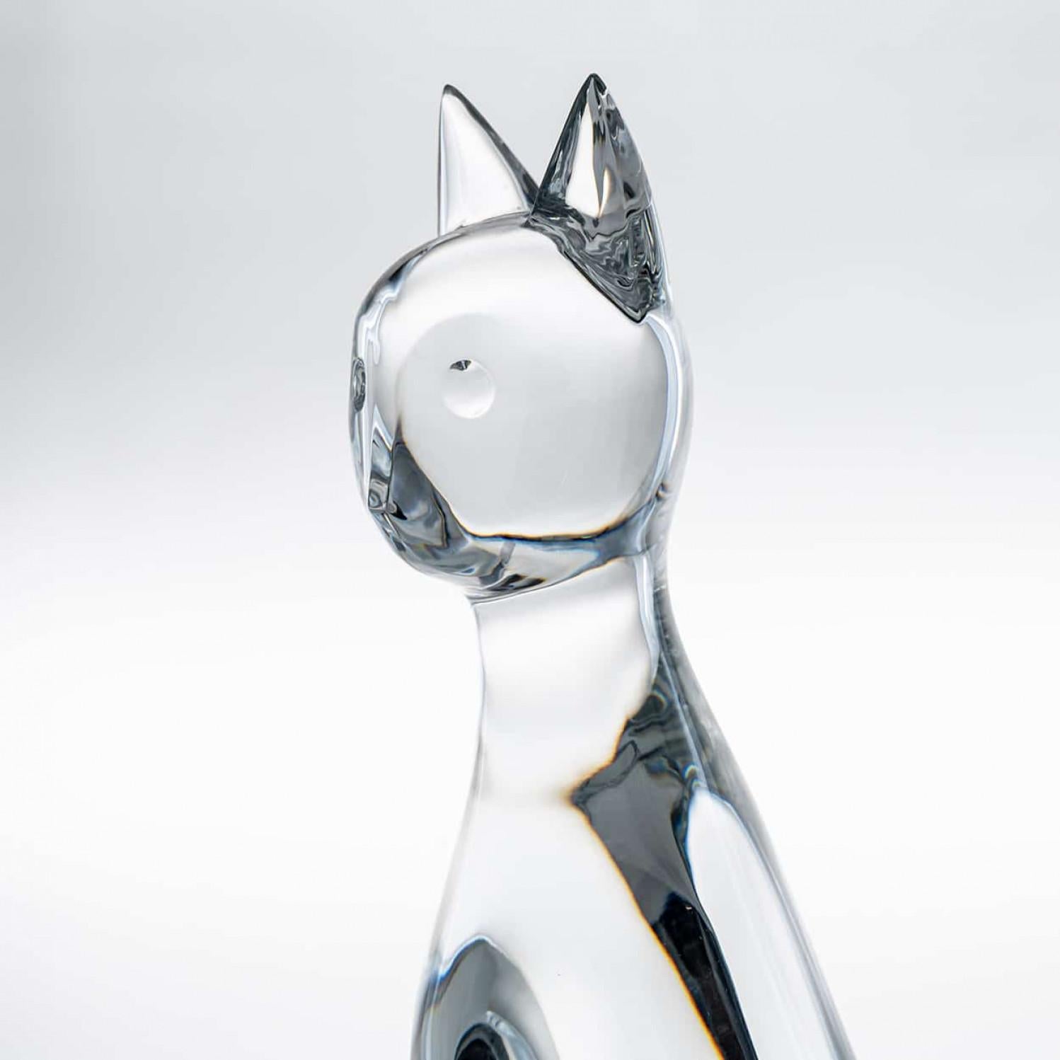 Altro Scultura di gatto in cristallo XL di Baccarat firmata Robert Rigot, Francia in vendita