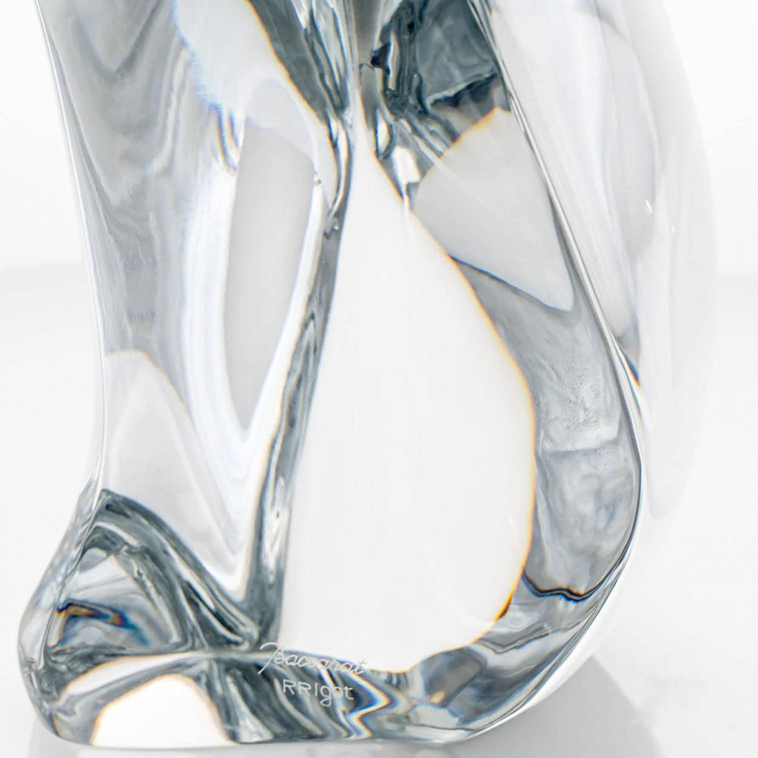 Scultura di gatto in cristallo XL di Baccarat firmata Robert Rigot, Francia In condizioni buone in vendita a Rijssen, NL