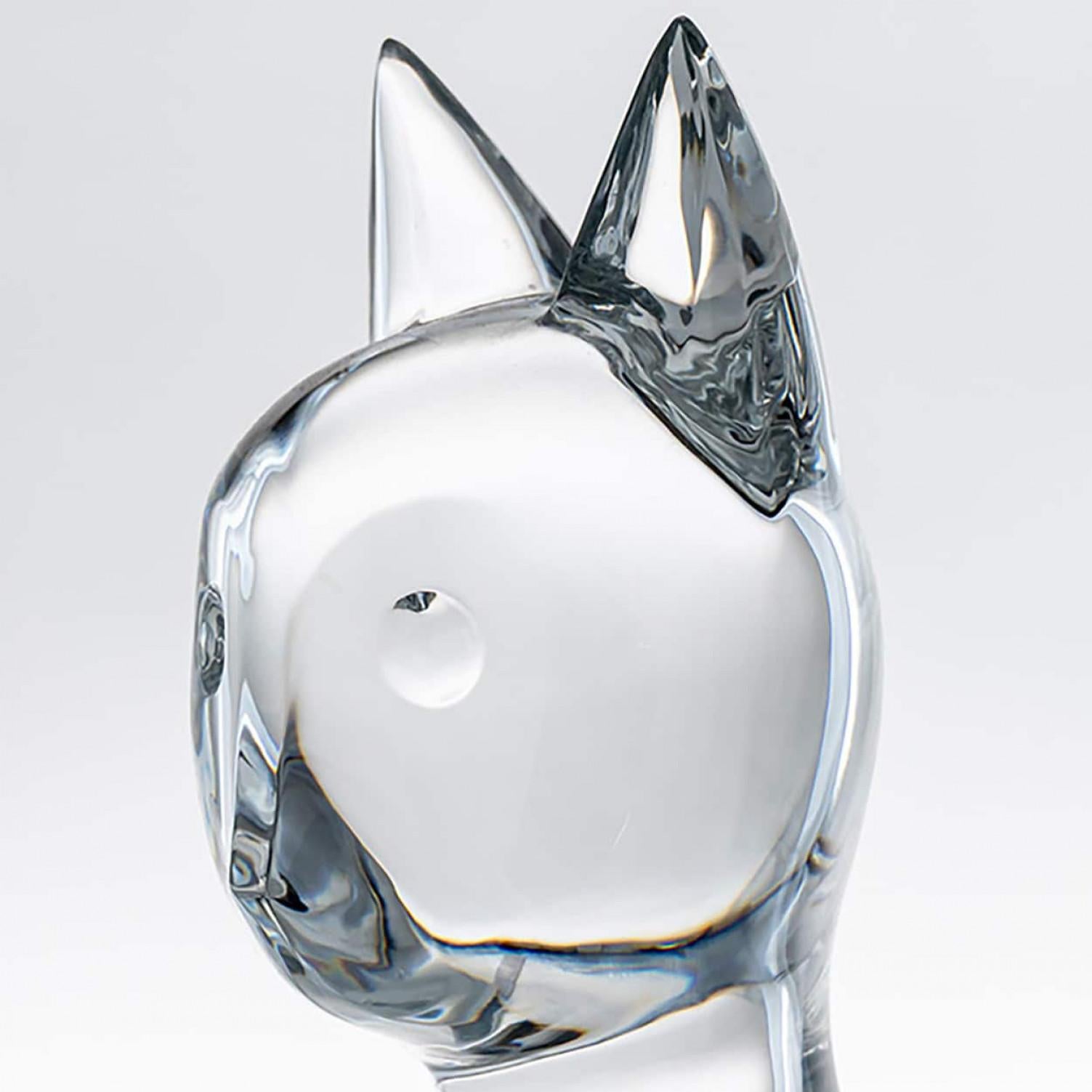 Fine XX secolo Scultura di gatto in cristallo XL di Baccarat firmata Robert Rigot, Francia in vendita