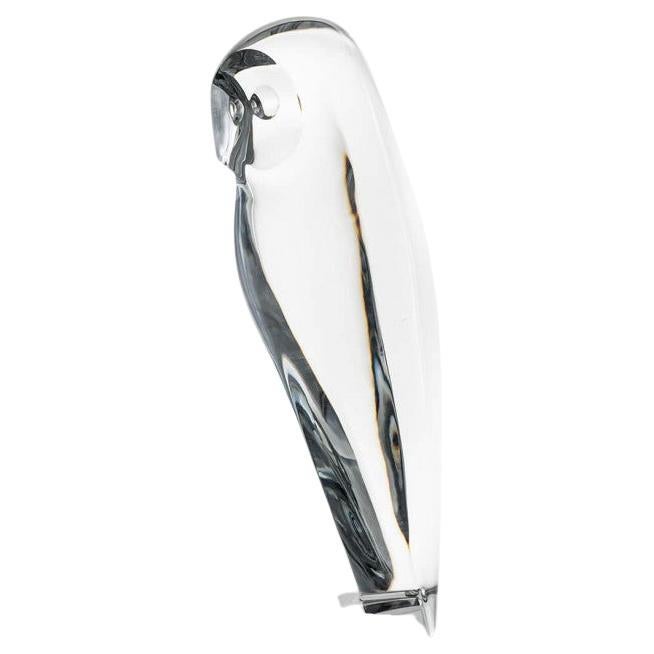 XL Baccarat Crystal Glass Owl Sculpture, France