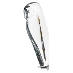 XL Baccarat Crystal Glass Owl Sculpture, France
