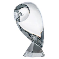 XL Baccarat Crystal Glass Owl Sculpture, France