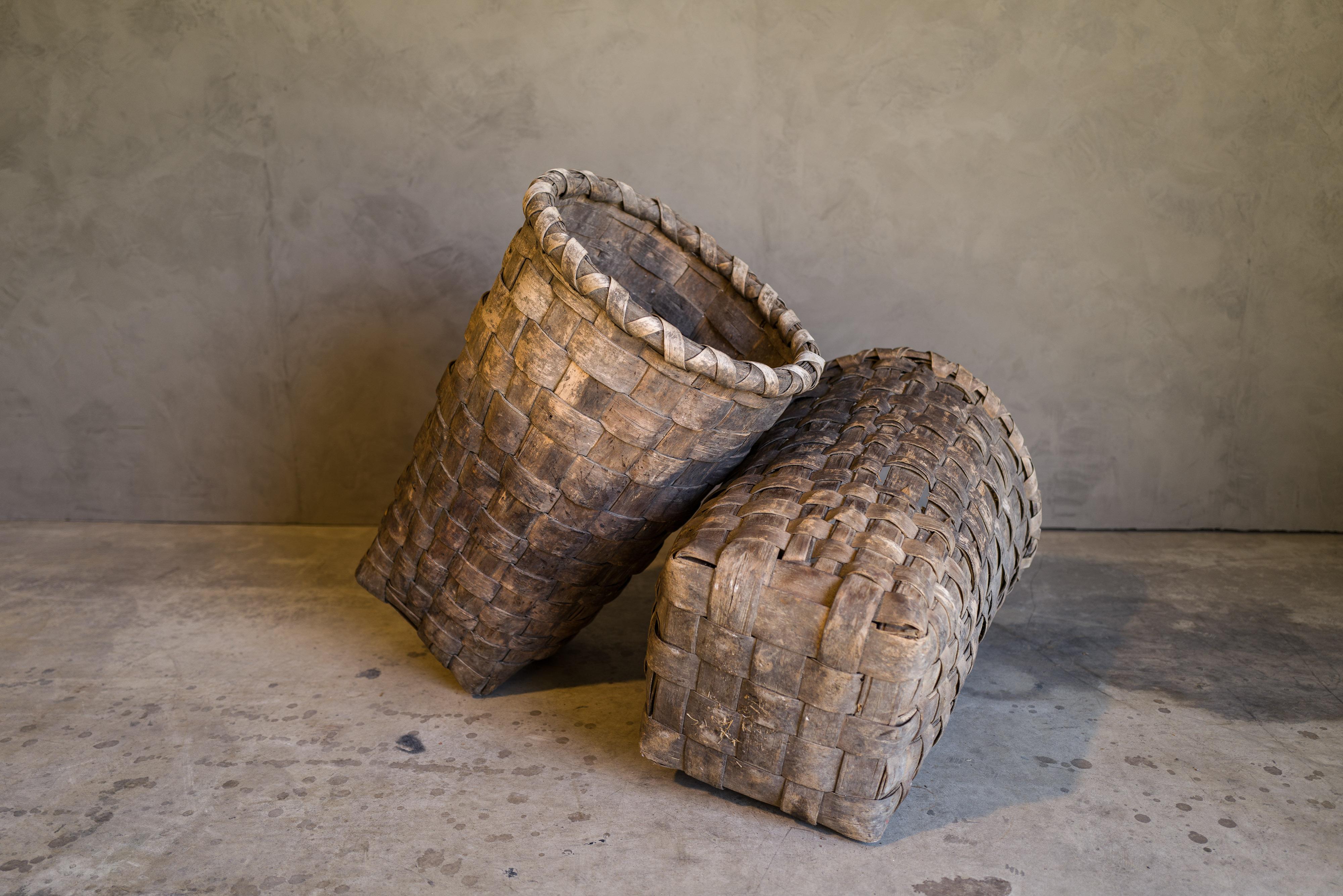 Birch Extra Large Baskets From Portugal, circa 1950