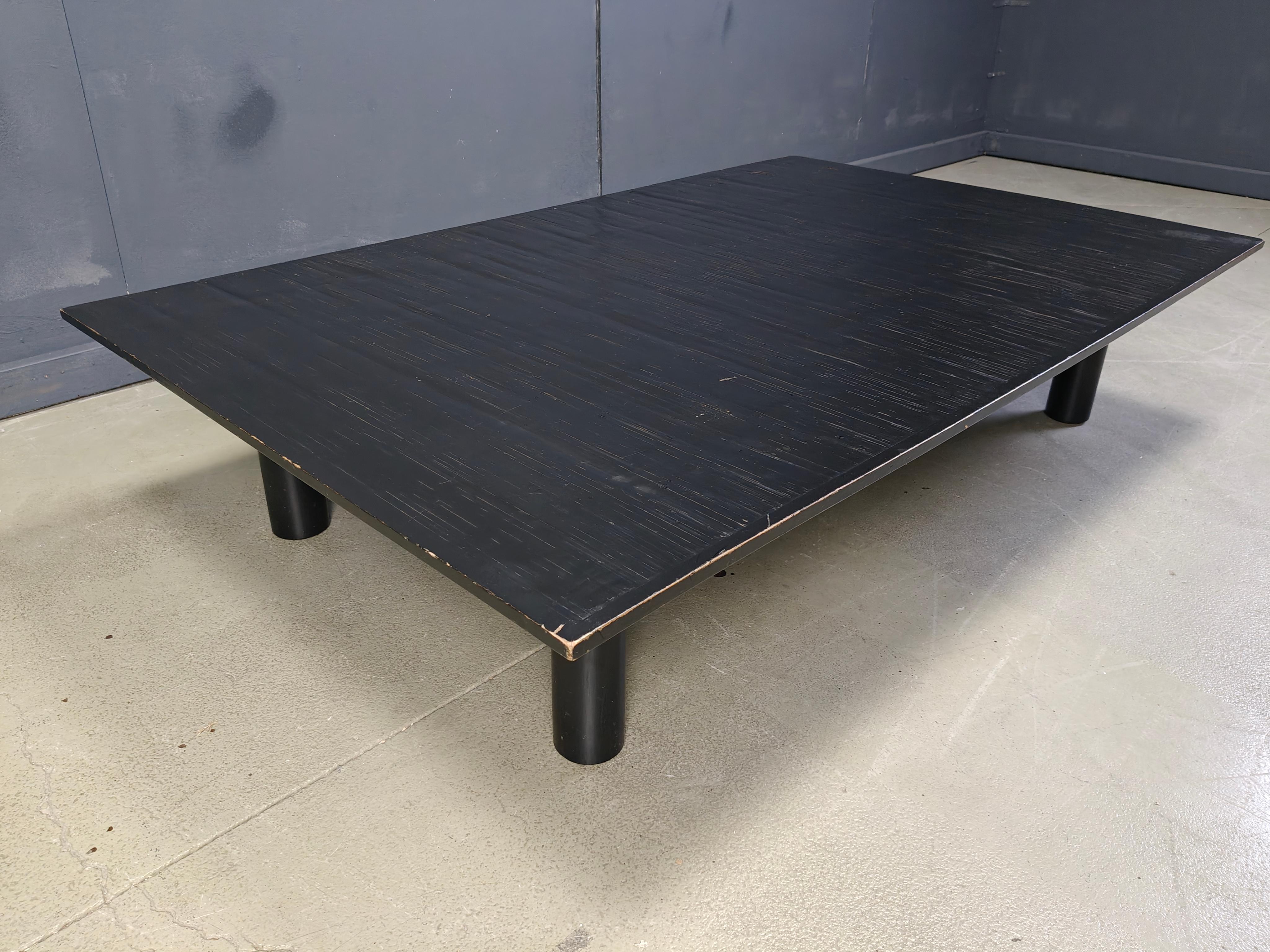 Late 20th Century XL Belgian Coffee Table in Ebonized Wenge and Bamboo attributed to Axel Vervoord For Sale