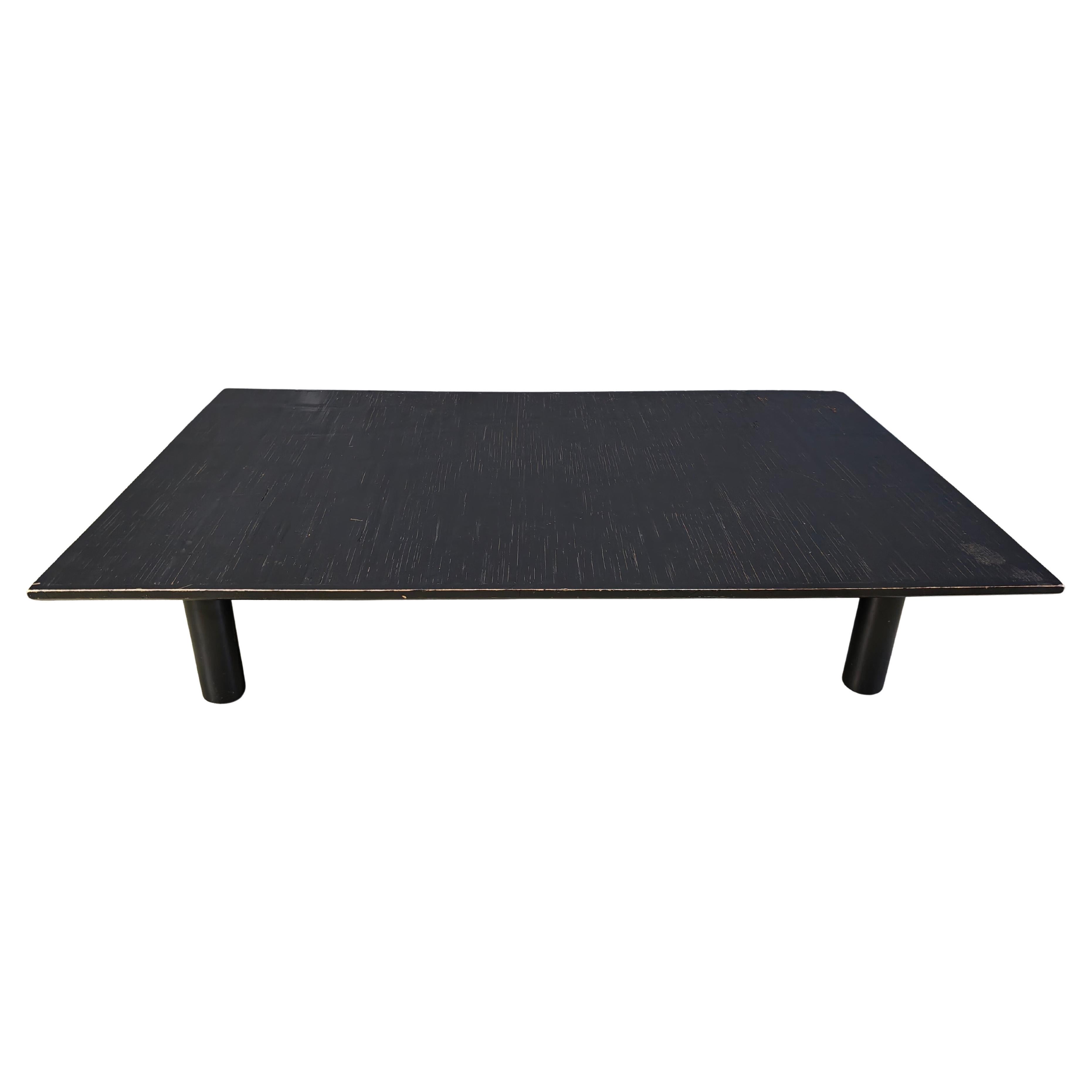 XL Belgian Coffee Table in Ebonized Wenge and Bamboo attributed to Axel Vervoord For Sale