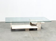 Xl Belgian Willy Ballez travertine coffee table