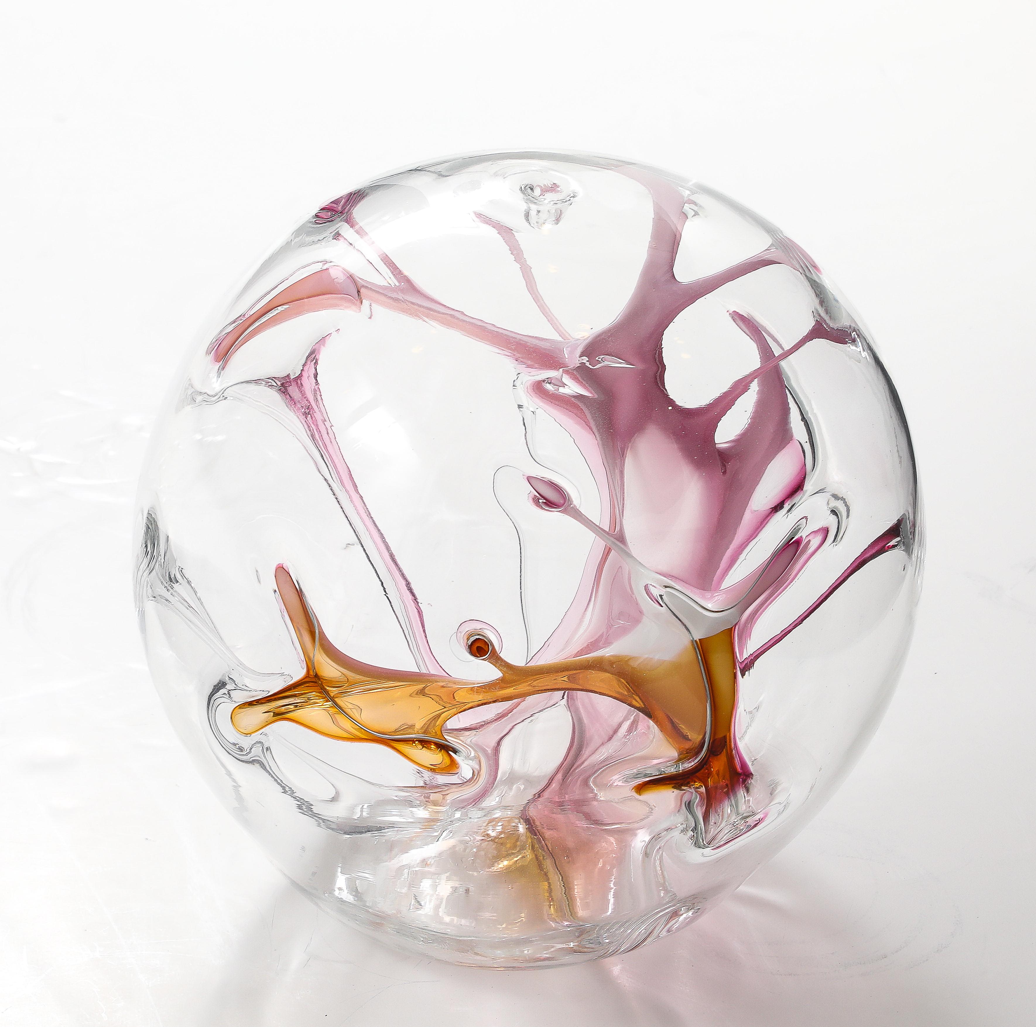 Late 20th Century XL Blown Glass Orb Sculpture by Peter Bramhall. For Sale