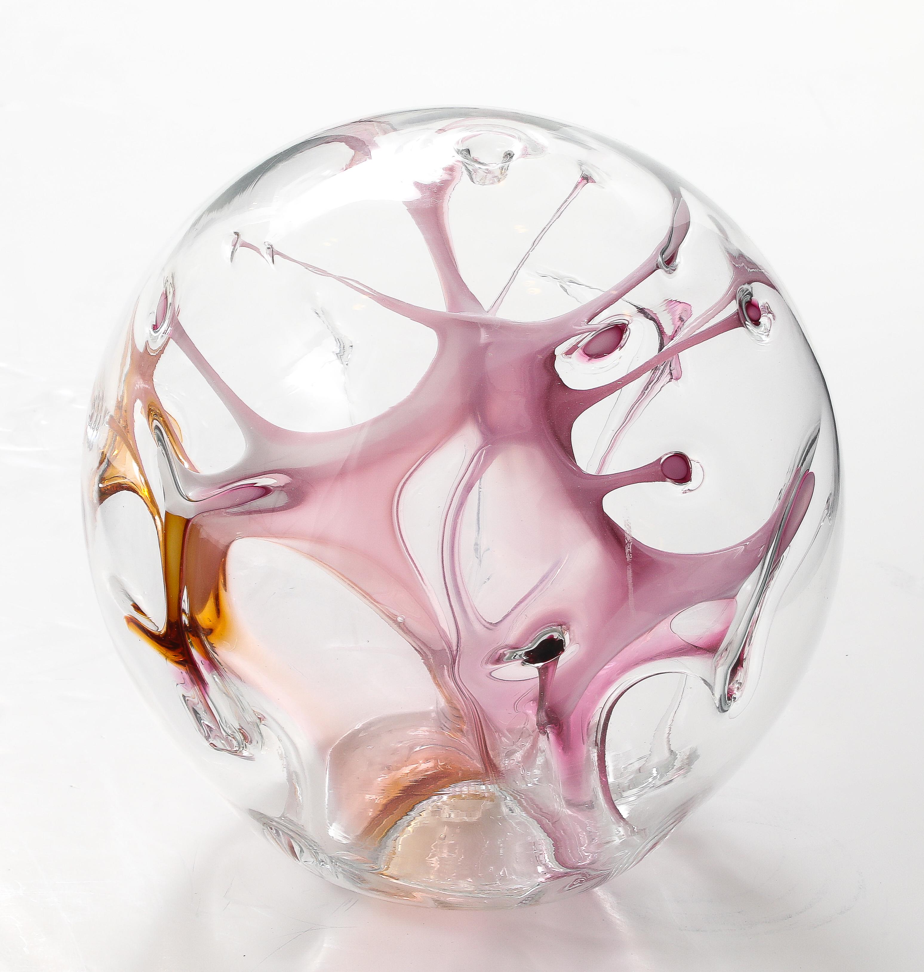XL Blown Glass Orb Sculpture by Peter Bramhall. For Sale 1